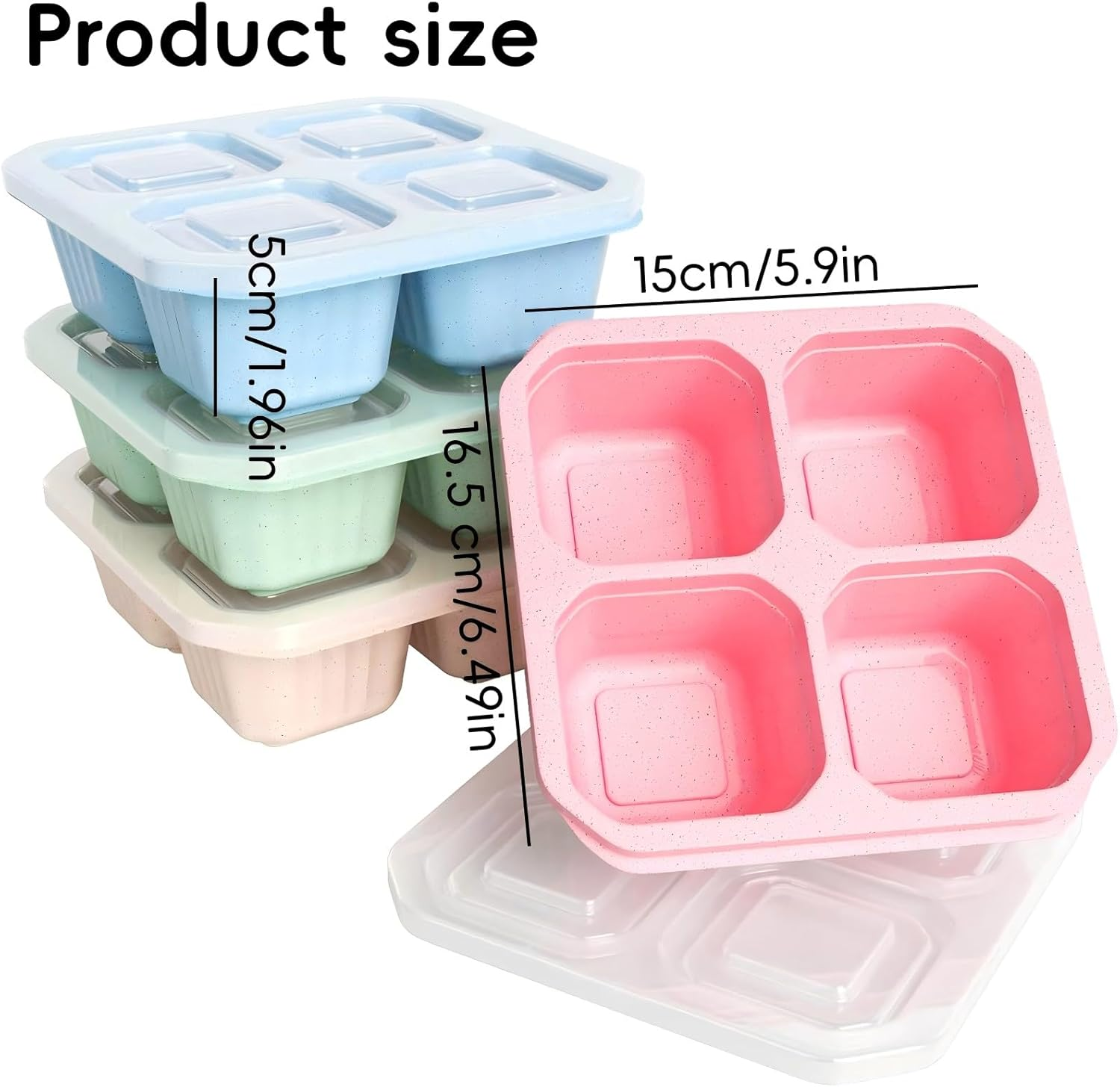 4 Pack Reusable Bento Snack Box, 4 Compartments Meal Prep Lunch Containers for Kids Adults, Containers with Transparent Lids for School, Work and Travel image number 1