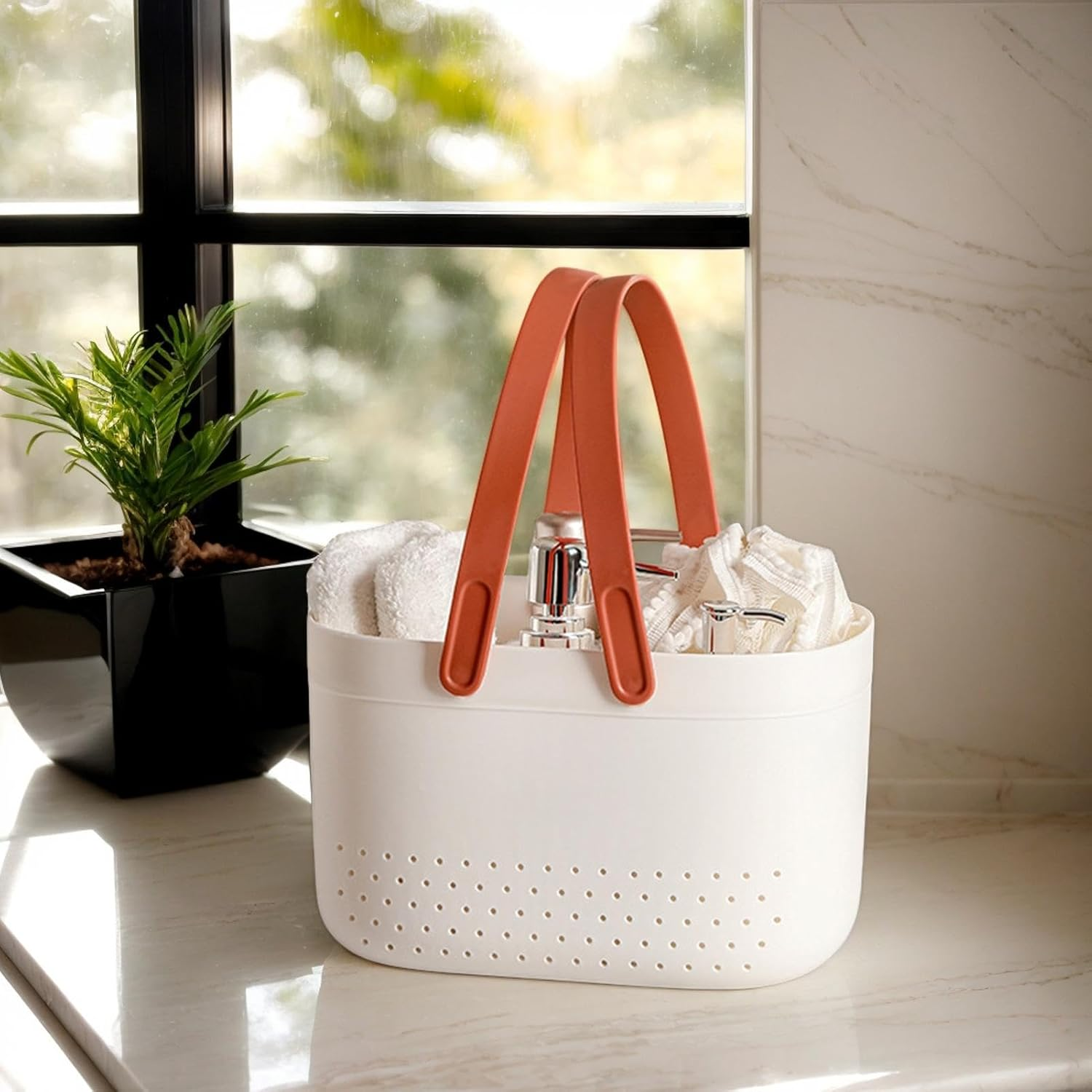 Toiletry Basket | Large Capacity Bath Container,Shower Storage Basket with Handles, Box Organizer Bin for Bathroom, Kitchen, College Dorm image number 3