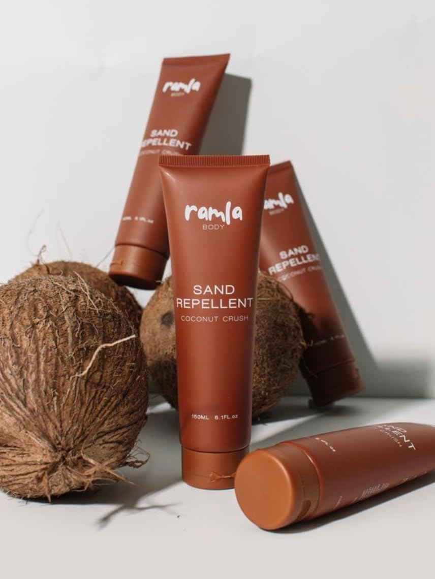 RAMLA Sand-Repellent Moisturiser &ndash; Hydrating Body Lotion for Beach Days &ndash; Lightweight, Non-Greasy Formula That Repels Sand &ndash; as Seen on Shark Tank (150Ml, Coconut Crush) image number 3