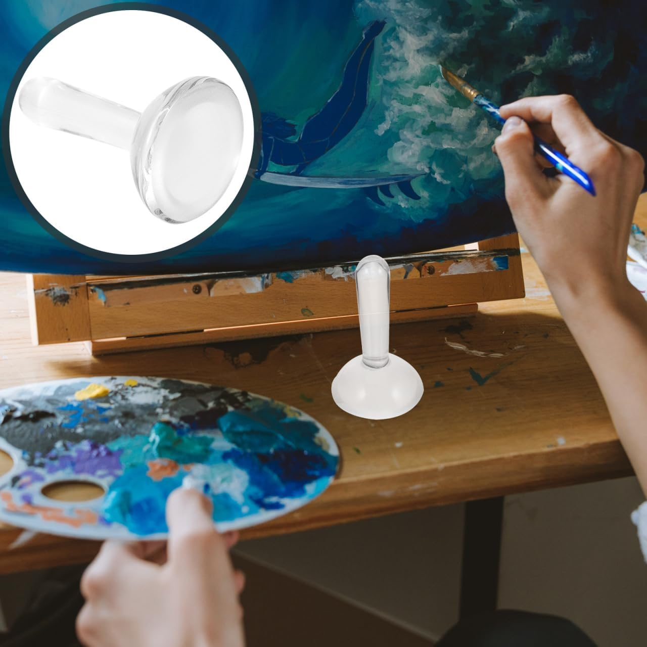 Tofficu Glass Muller for Making Paint, Paint Muller Grinding Pestle for Mineral Pigment Oil Painting Watercolor image number 4