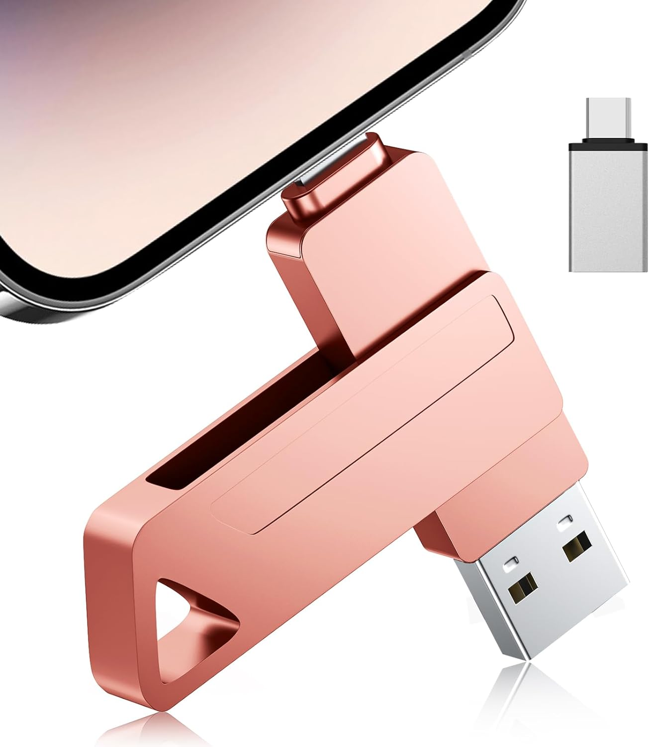 3 in 1 Flash Drive for Iphone - 256GB Phone Photo Stick for Backup, High Speed USB Memory Stick, USB Thumb Drive for Iphone/Ipad/Pc/More Devices (Silver)