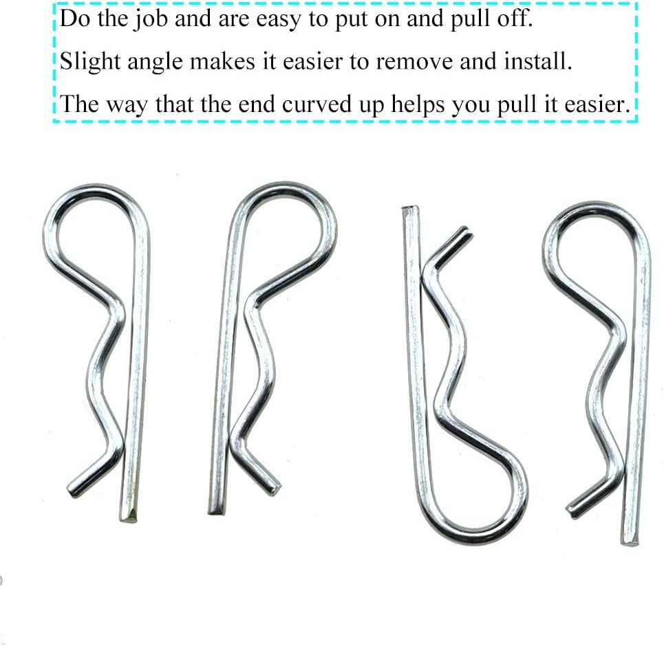 3.5X75Mm R Clips Better Grip Hold Tight Pull Easier Convenient Adjusting Quality Carbon Steel Good Tension Hitch Pin Hair Pins Spring Fastener 12 Pieces for Lock System RC Toy Farm Mower image number 3