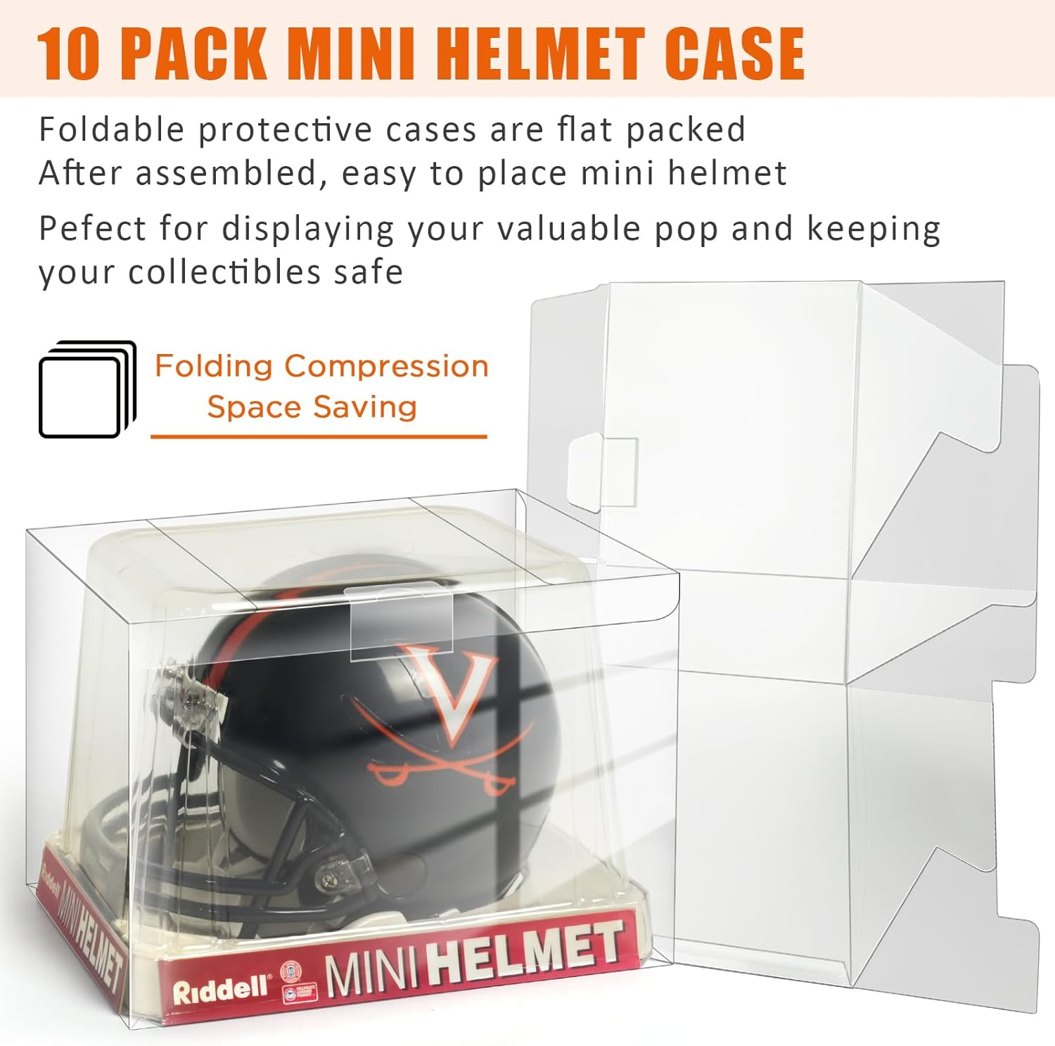 10 Pack Mini Football Helmet Display Case, Mini Helmet Protector Case, Mini Helmet Case for Display image number 4
