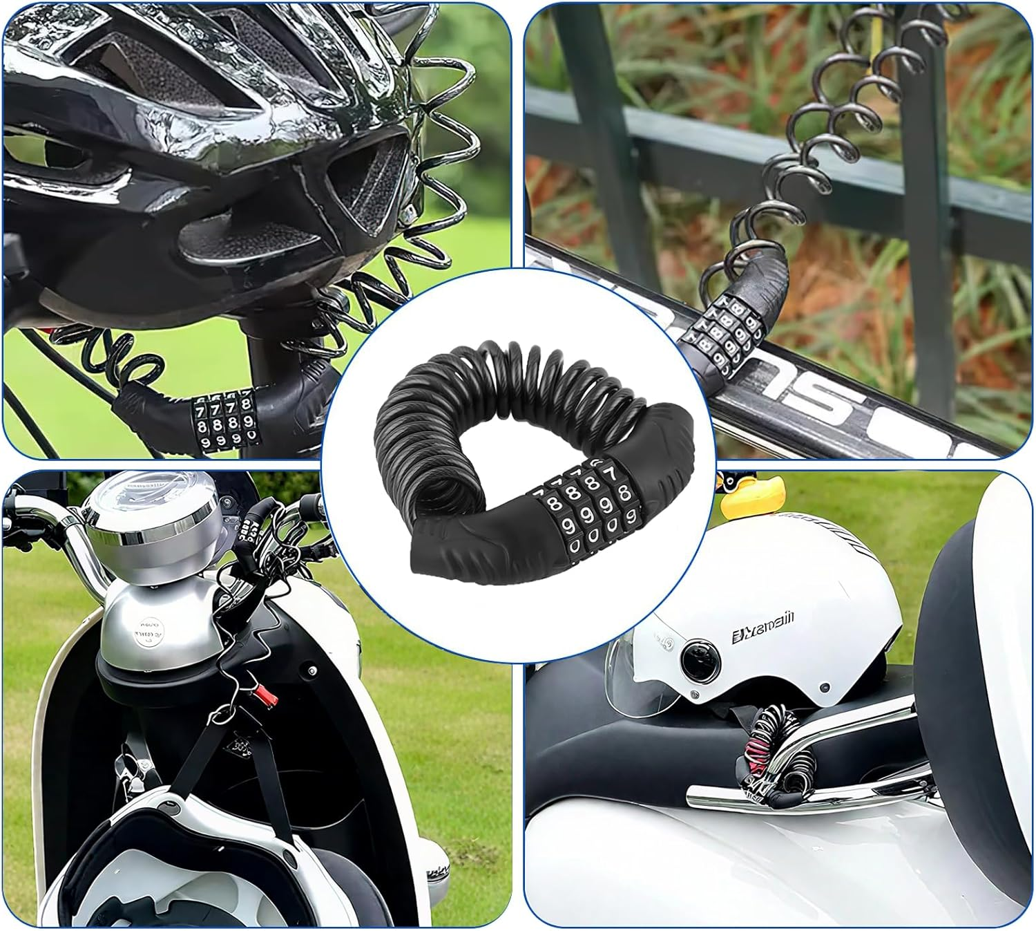 Bike Lock, 4 Digit Combination Bike Locks with 1.4M Steel Cable, Black Bicycle Lock for Cycling Equipment, Secure Lock for Motorcycle, Helmet, Stroller and Outdoor Gear image number 2