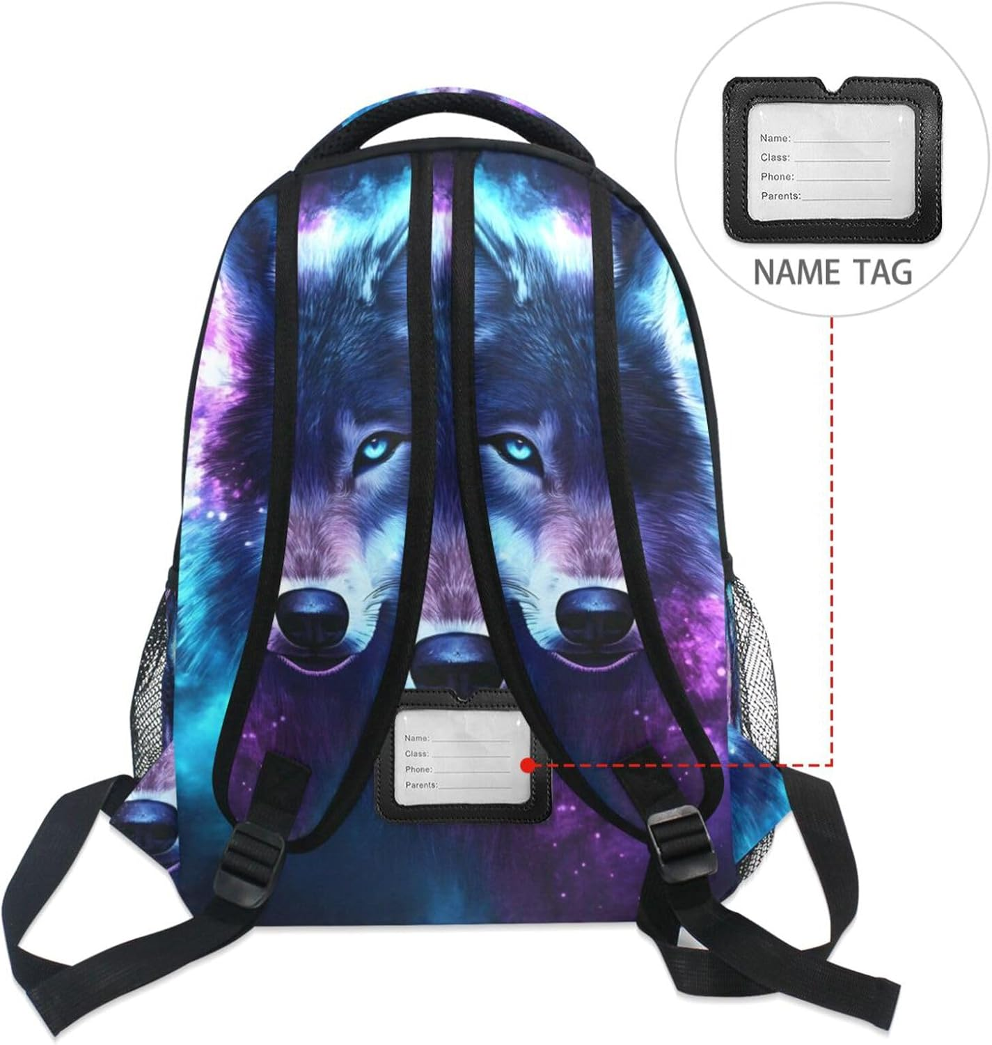 QGBYMX Wolf Portrait Galaxy Backpack for School Girls Boys - Book Bag Laptop Travel Backpack Daypack S image number 4