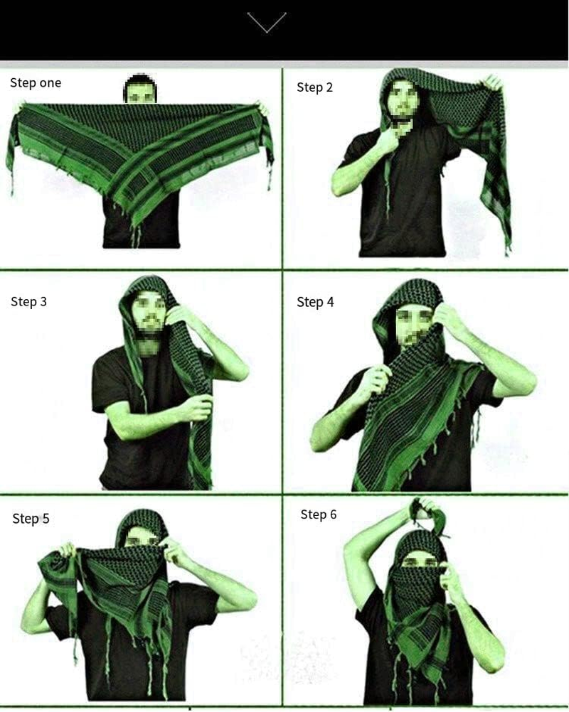 LORJE 100% Cotton Scarf Arab Tactical Desert Thickened Scarf Wrap for Women and Men - Brown image number 5