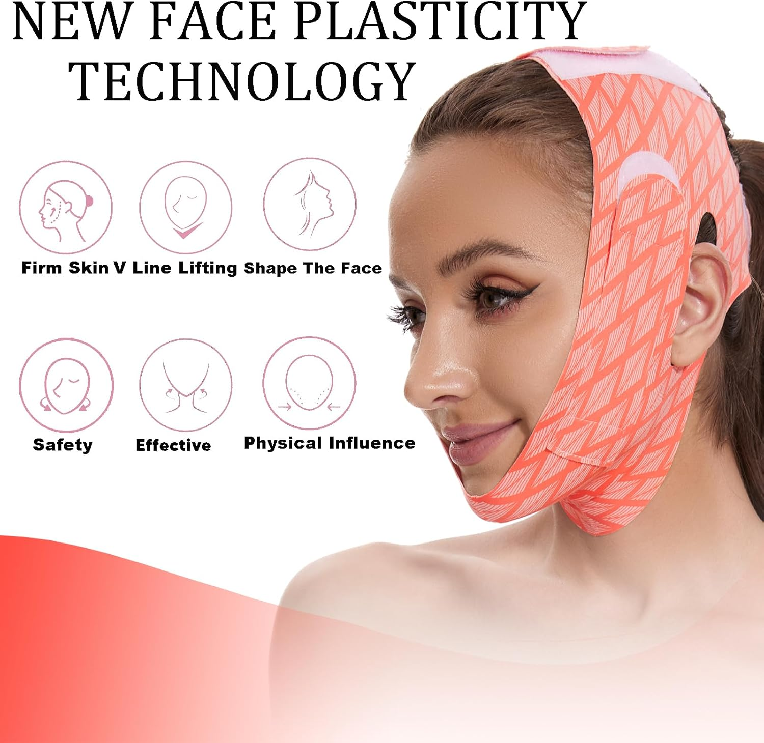 Reusable Double Chin Reducer Strap V Line Lifting Mask Sleeping Jawline, Comfortable Face Slimming Strap for Women, Breathable Face Lifting Tape Facial Slimmer Shape for Tightening Skin, Jaw Exerciser image number 4