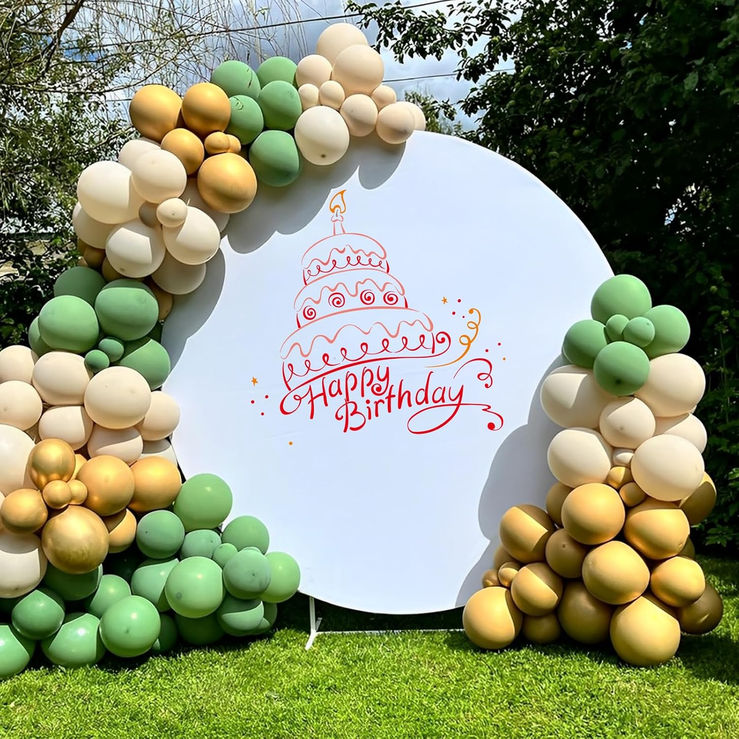 6.6Ft/7.2Ft round Arch Cover Elastic Adjustable Circle Arch Backdrop Cover Solid Color round Background Cover for Party D&eacute;cor Stand Not Include (White 7.2Ft) - White 6.5Ft image number 3