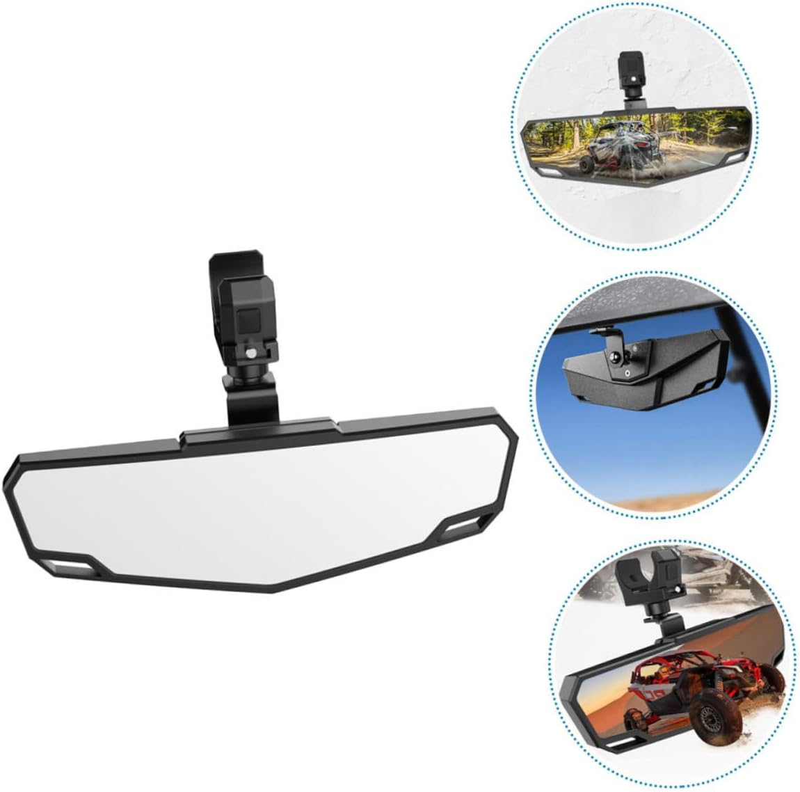 Cabilock Atv Rear View Mirror with Abs Clamp Blind Spot Auxiliary Mirror for Utv and All- Vehicles Compatible image number 2