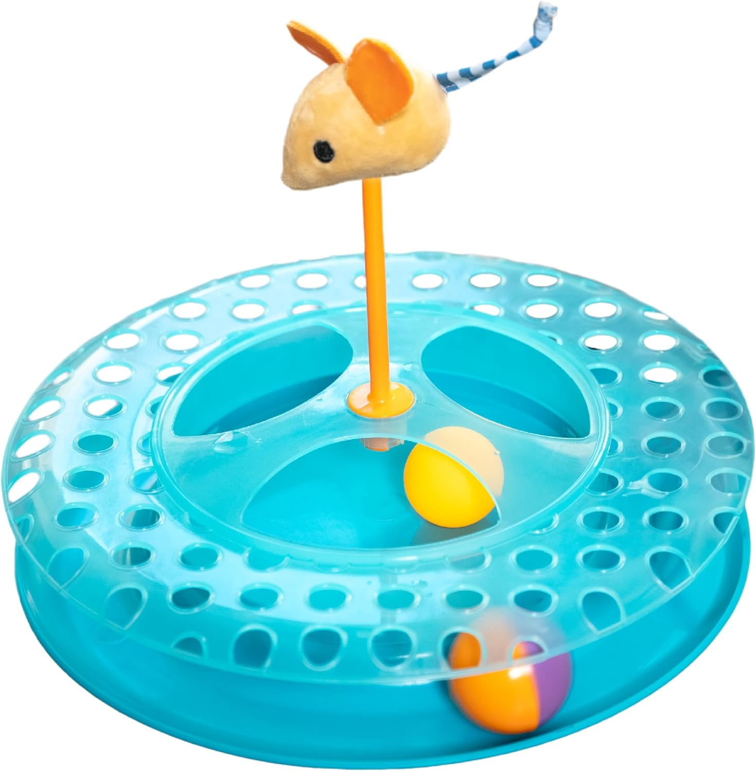 Catstages Cheese Chase Interactive Cat Track Toy with Balls and Catnip Toy, Multicolored image number 6