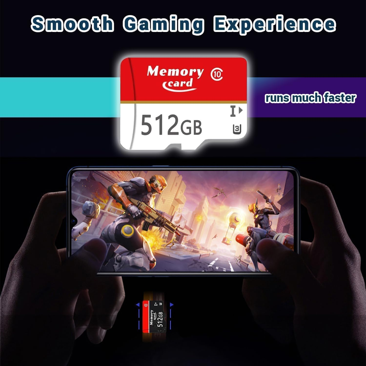 Microsdxc Microsd Card 512GB and Adapter Kit,Full HD & 4K UHD Card Class10 U3 High Speed for Camera/Phone/Tachograph,Tablet and Drones image number 2