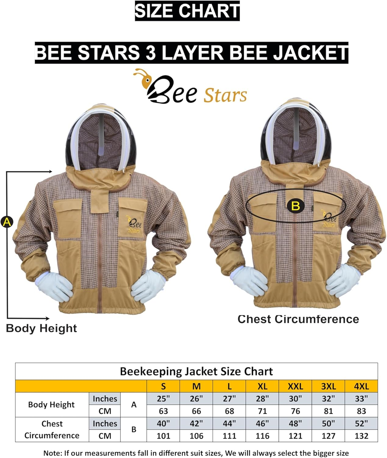 3 Layer Bee Jacket with Fencing Veil and One Pair Gloves Ventilated Sting Proof Beekeeping Jacket for Beekeepers image number 5