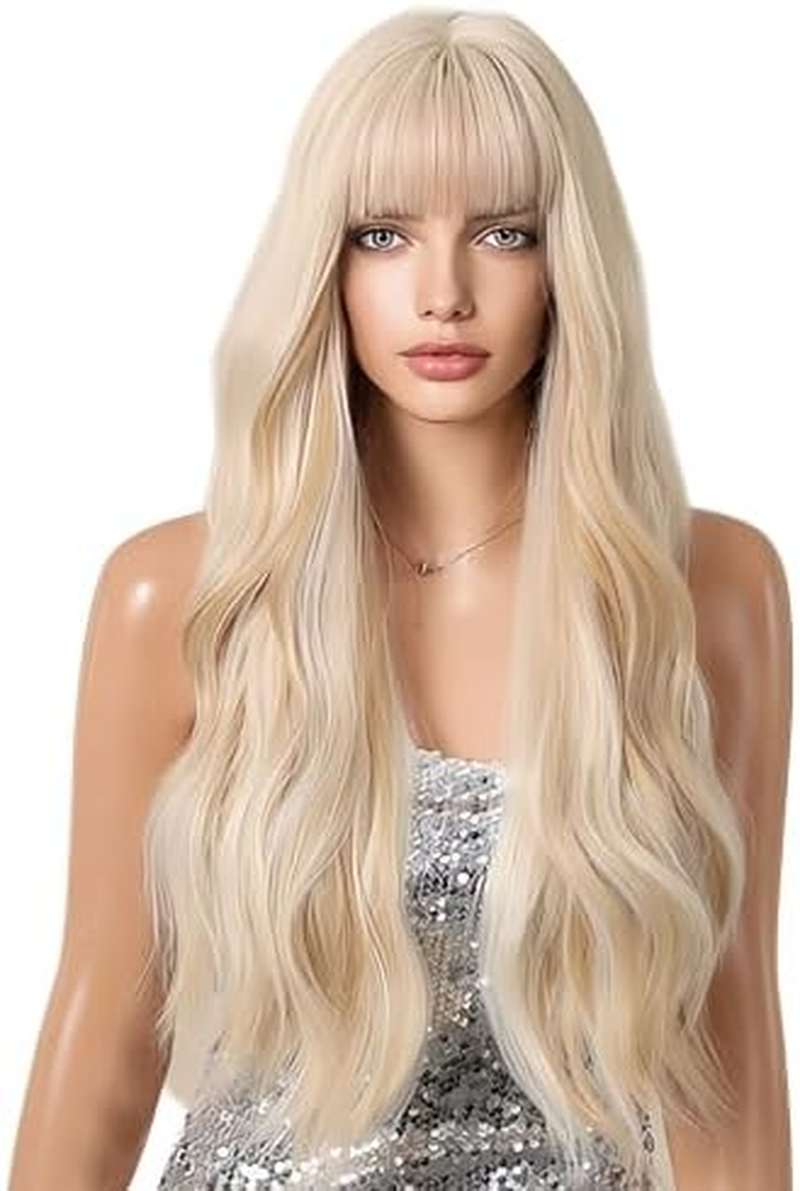 CGVG Women'S Blonde Wig Long Wavy Blonde Wig Women with Fringe Daily Use Party Carnival image number 2