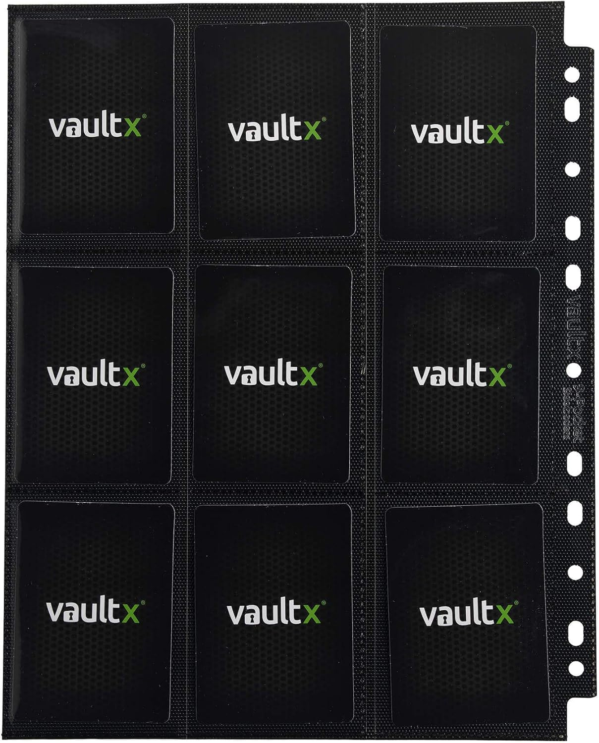 Vault X 9 Pocket Sideloading Pages for 3 Ring Binder, Double-Sided A4 Sideloaders, Storage for Collectible Card Games, Sports, TCG (Black, 50 Pack) image number 1