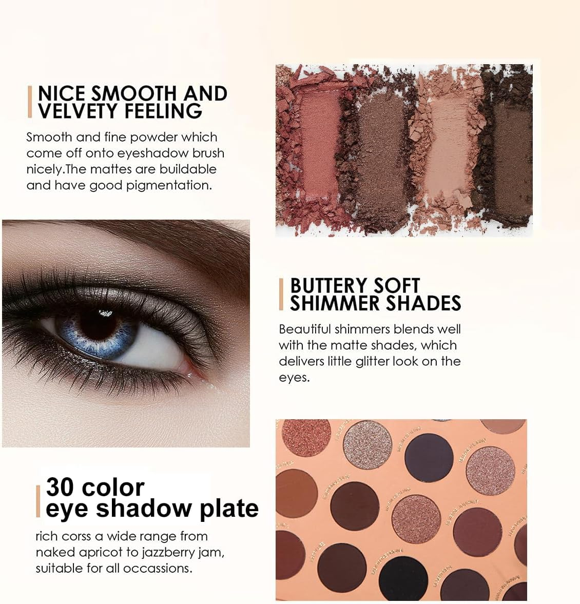 Maffick 30 Color Shadow Palette- Black Smoky Makeup with Shimmering Pearl Eyeshadow for a Radiant, Dramatic Look (03) - 03 image number 2