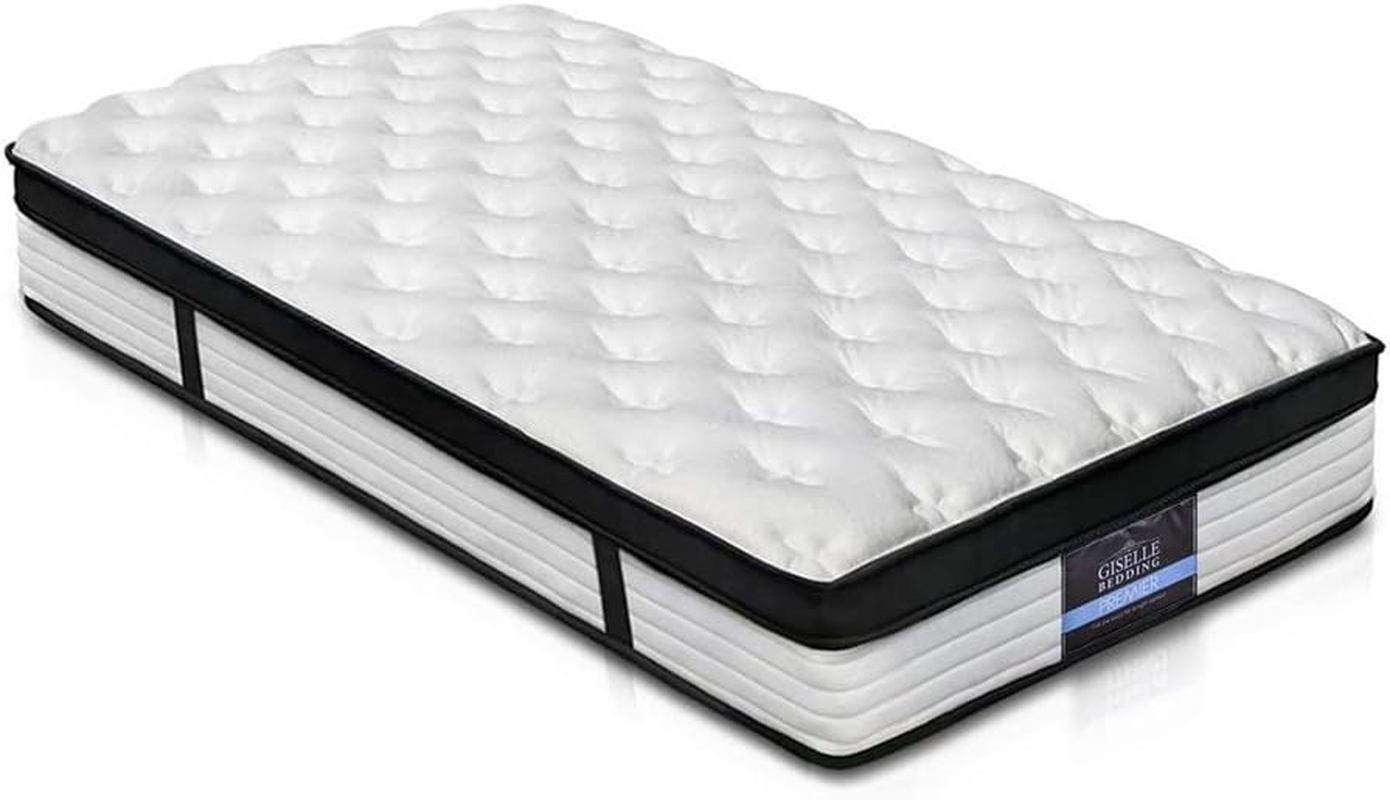 Giselle Bedding Mattress Single Bed Foam Mattresses 31Cm Thickness, with 5-Zone Pocket Spring System and Breathable Euro Top, 5Yrs Warranty, Medium Firm, White + Blackwith Vacuum Packed image number 2
