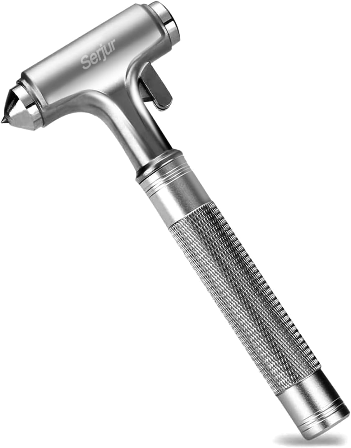 Serjur Rechargeable Solar Powered Flashlight,Multi Function LED Tactical Flashlight with Glass Breaker,Seatbelt Cutter,Alarm and Phone Charger,Powerful Handheld Flashlights for Emergencies Camping