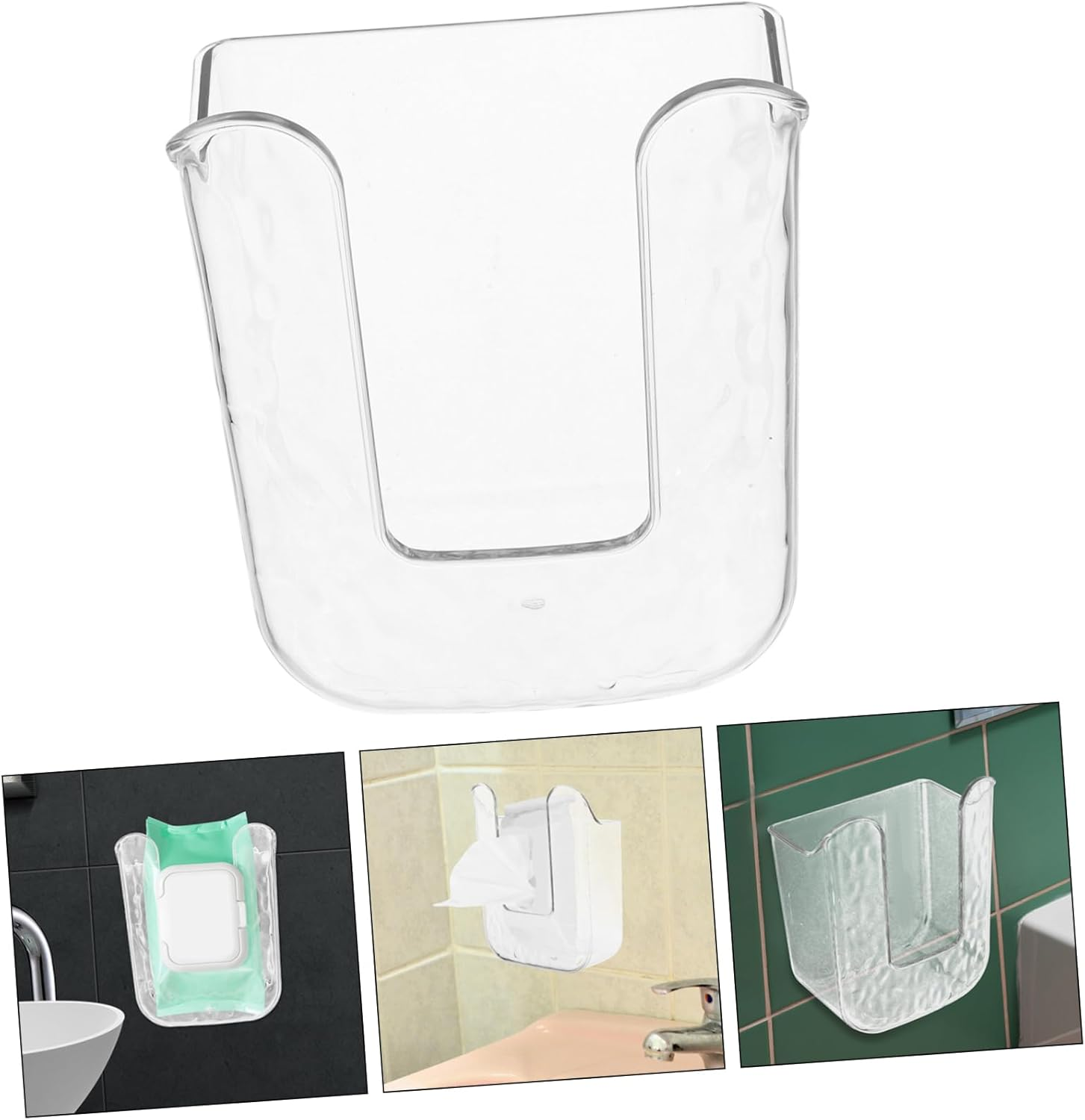 BESTYASH Wall Mount Tissue Dispenser Holder Punch Wipe Storage Box for Kitchen and Bathroom Transparent White Design Versatile Mounting Options for Easy Organization image number 5