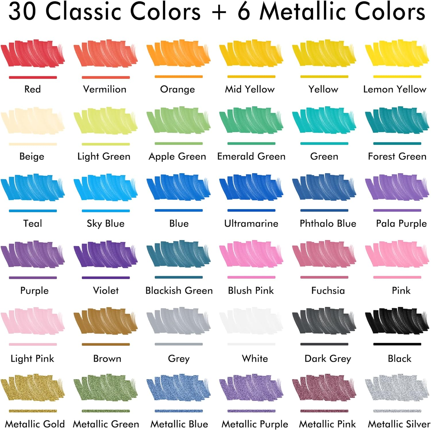 Shuttle Art 36 Colors Dual Tip Acrylic Paint Markers, Brush and Fine Tip for Rock Painting, Ceramic, Wood, Canvas, Plastic, Glass, Stone, Calligraphy, Card Making, DIY Crafts image number 4