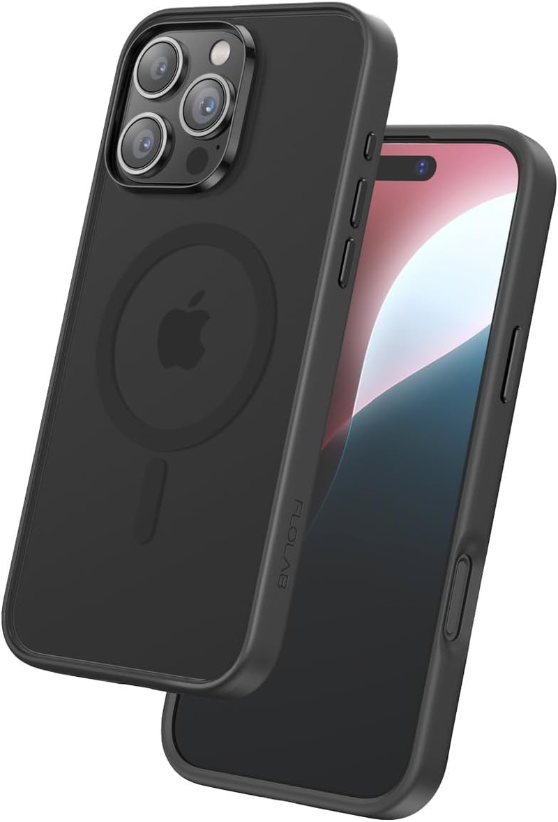 FLOLAB Surtect Tri-Fusion Magnetic for Iphone 16 Pro Max Case Protective Slim Design Magsafe Compatible Military Grade - Black Clear