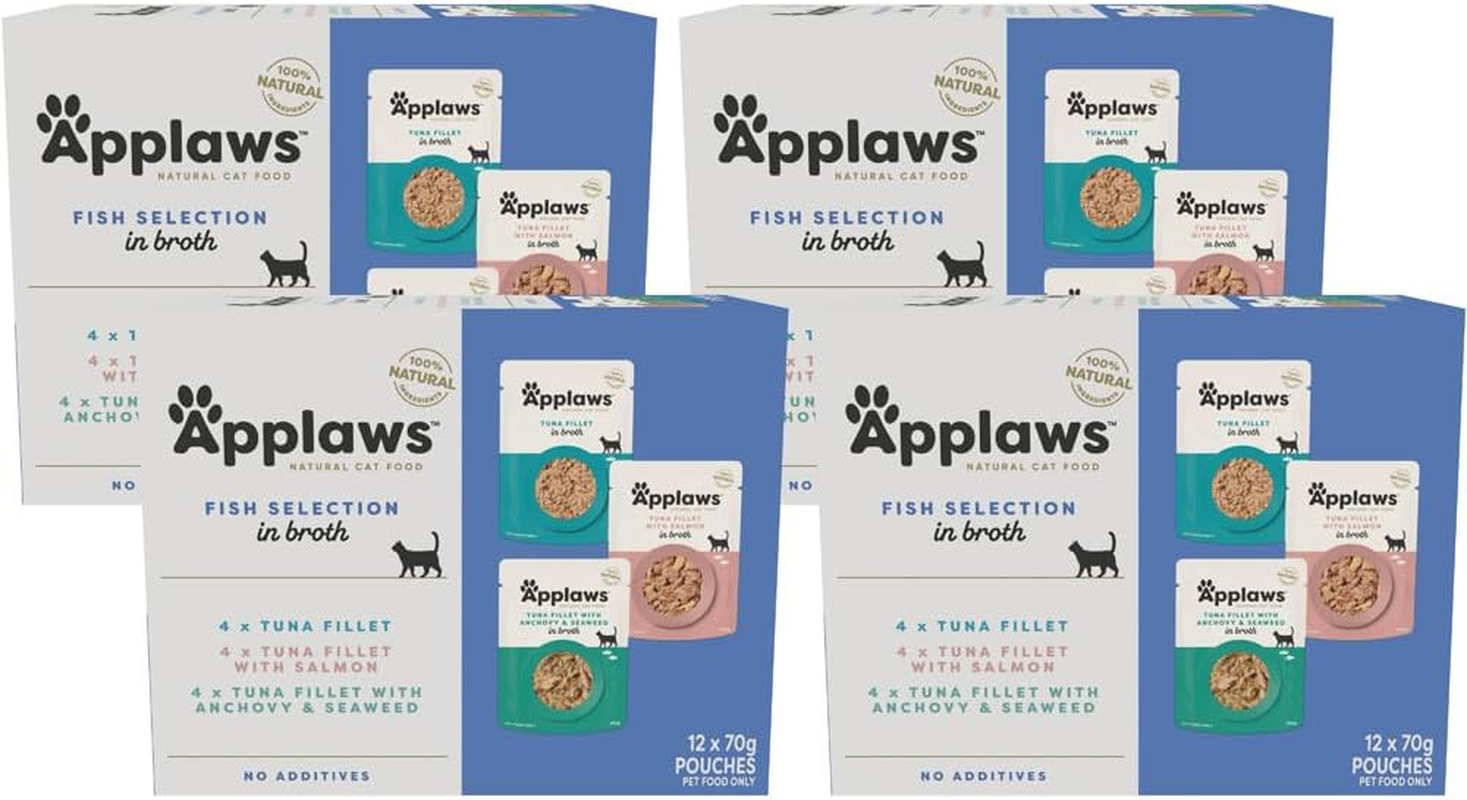 Applaws Mixed Variety Fish Selection in Broth Pouch 100% Natural Wet Cat Food 70G (Pack of 48) image number 4