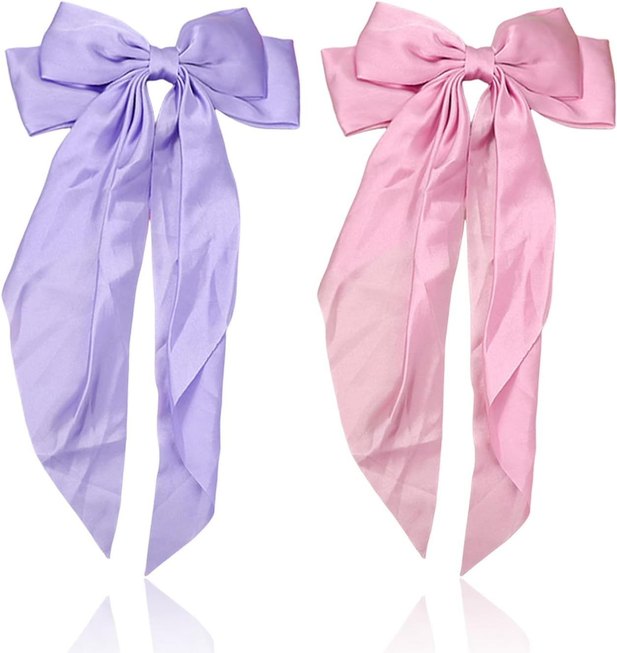 Pack of 2 Hair Pins with Bow, Hair Accessories Made of Silk Satin, Elee and Fashionable Decoration, Women'S Accessories, Suitable for Ponytails and Braided Hair Accessories. image number 1
