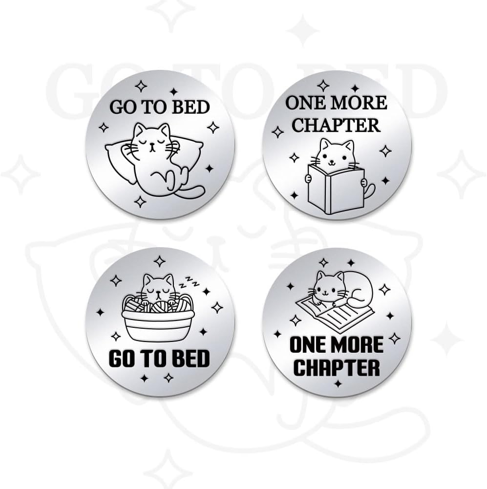 PH Pandahall 2Pcs Funny Destiny Flip Coins GO to Bed Decision Coin One More Chapter Challenge Coin Double-Sided Decision Coin Flip Coin for Game Book Lover Reader Teenager Men Women Birthday image number 5