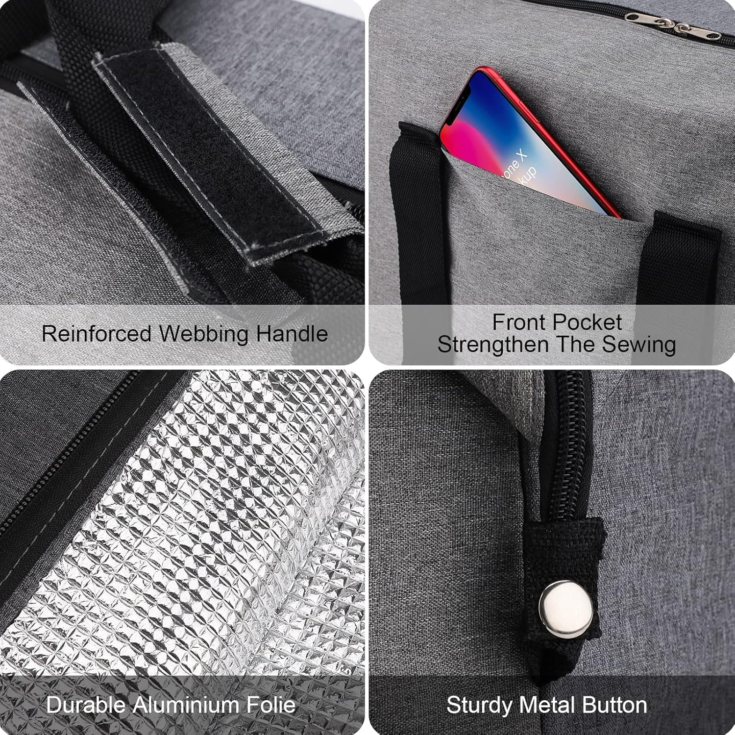 Large Cool Bag 20 L,Foldable Shopping Bag with 2 Cool Box,Grey Picnic Bag with Insulation for Camping,Shopping,Food Transport, Thermal Bag, Insulated Bag for BBQ Fishing Family Outdoor Activities image number 6