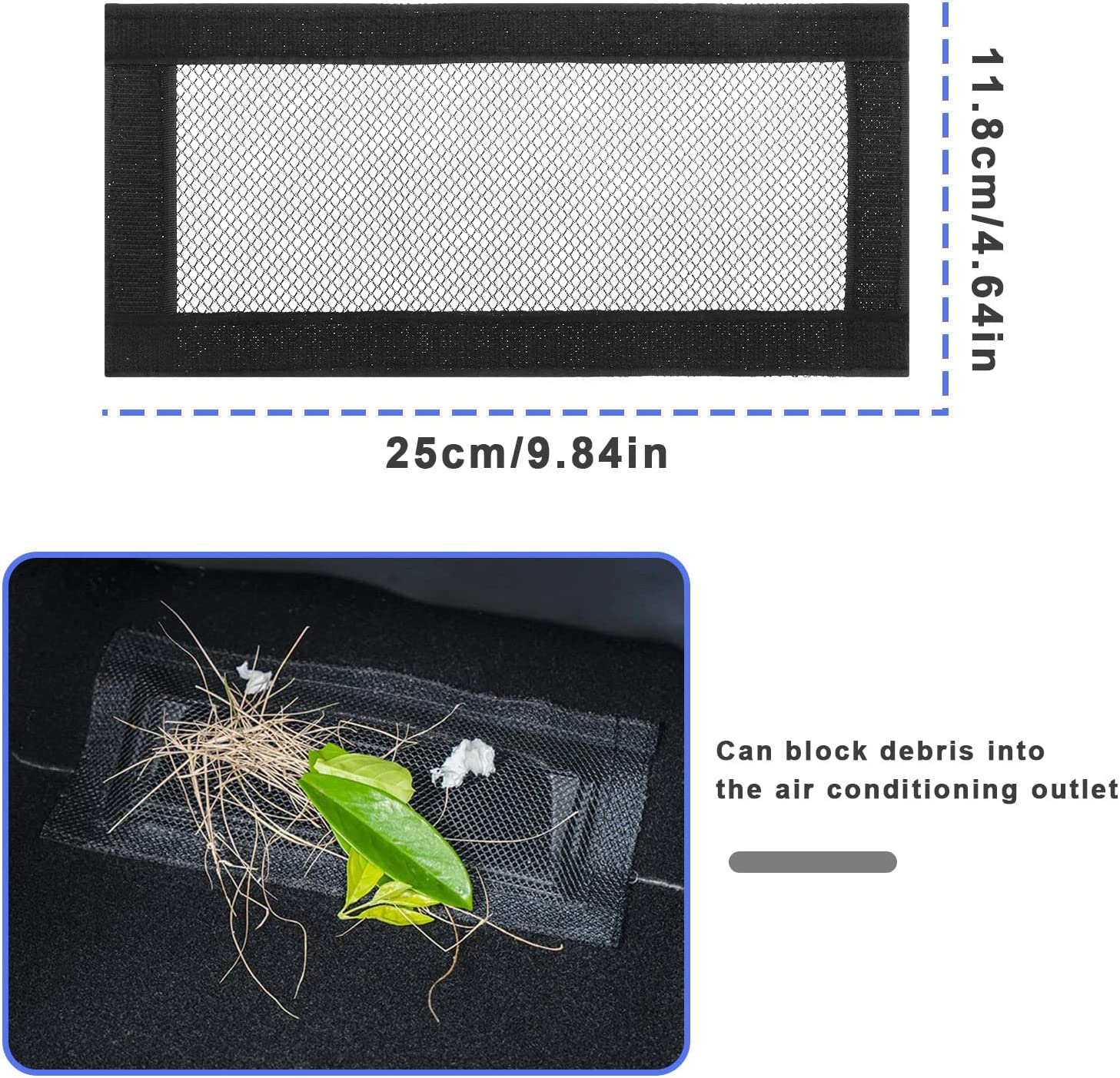 Emagtech 2PCS Car under Seat Air Vent Cover Compatible with Model Y Model 3 Air Outlet Anti-Blocking Mesh Grilles Protector 25X11.8Cm Black