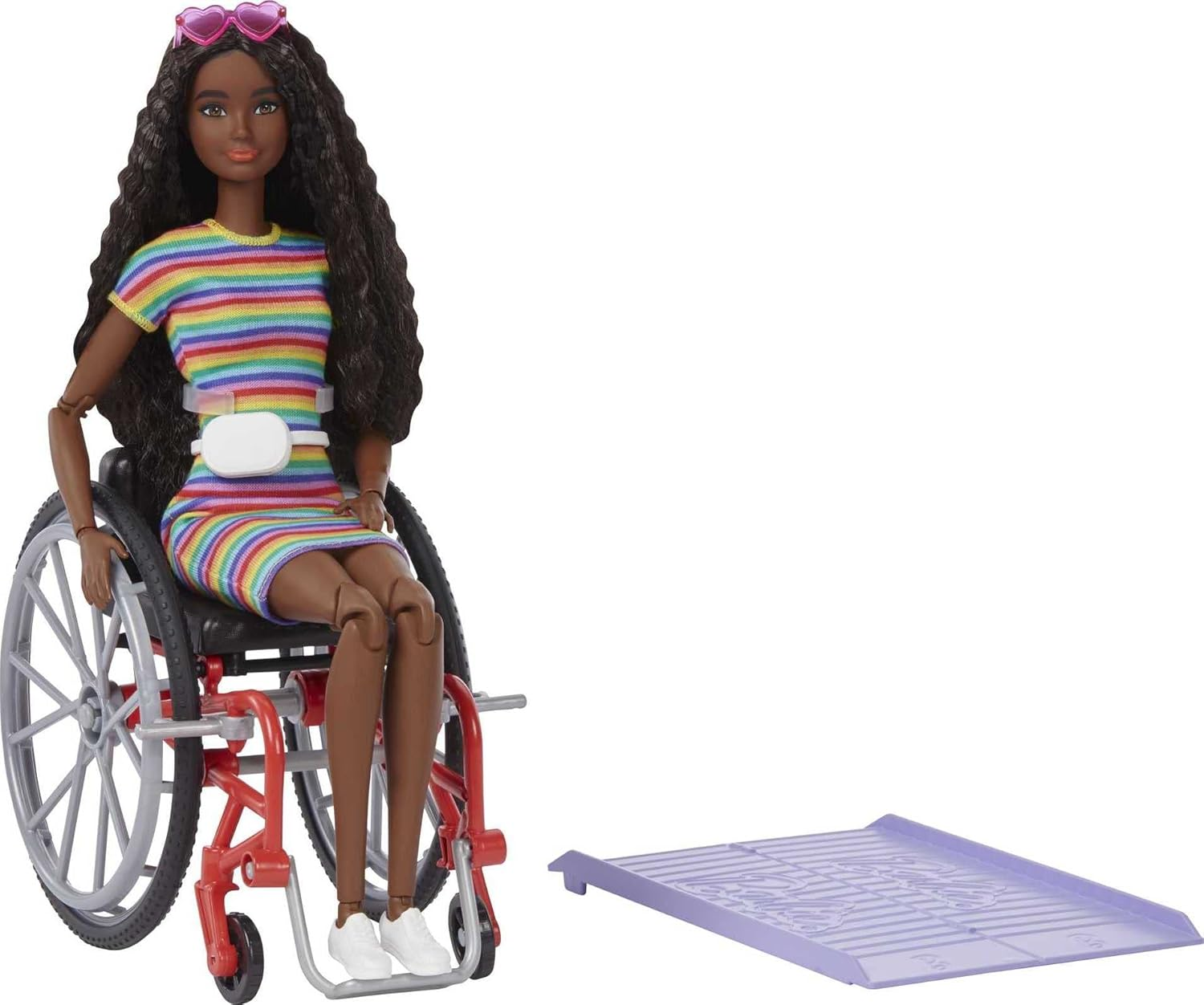 Mattel - Barbie Wheelchair Doll and Accessory, Crimped Brunette Hair image number 5