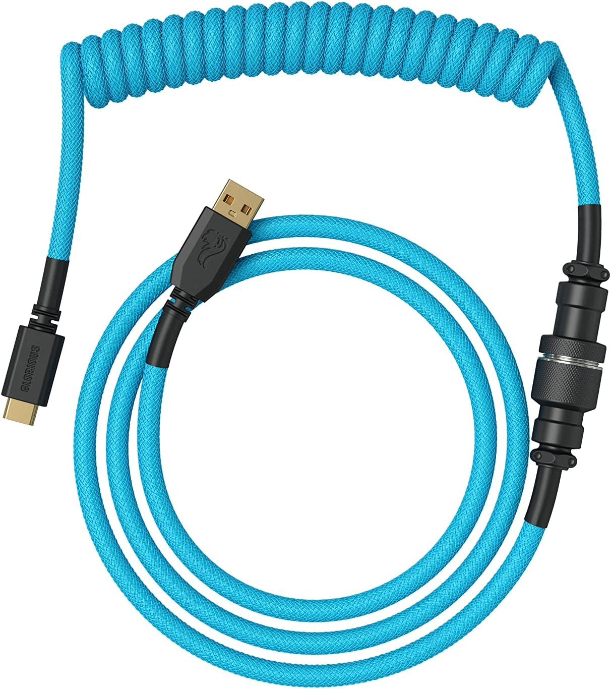 Glorious Coiled Keyboard Cables &ndash; USB-C Artisan Braided Cables for Mechanical Gaming Keyboards (Glorious Gold)