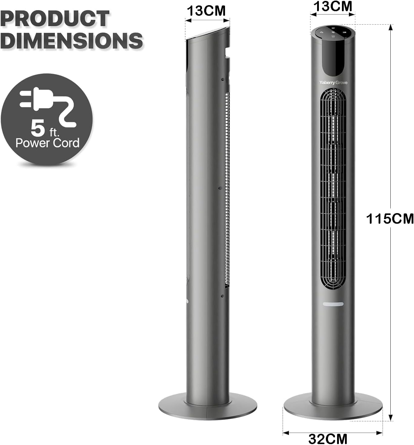 115CM Oscillating Quiet Tower Fan with Remote Control 8 Speeds 12H Timer Portable LED Display,Dc,20 Db,15M/S Electric Air Circulator Cooling Floor Standing Fan for Home Bedroom Office Living Room image number 4