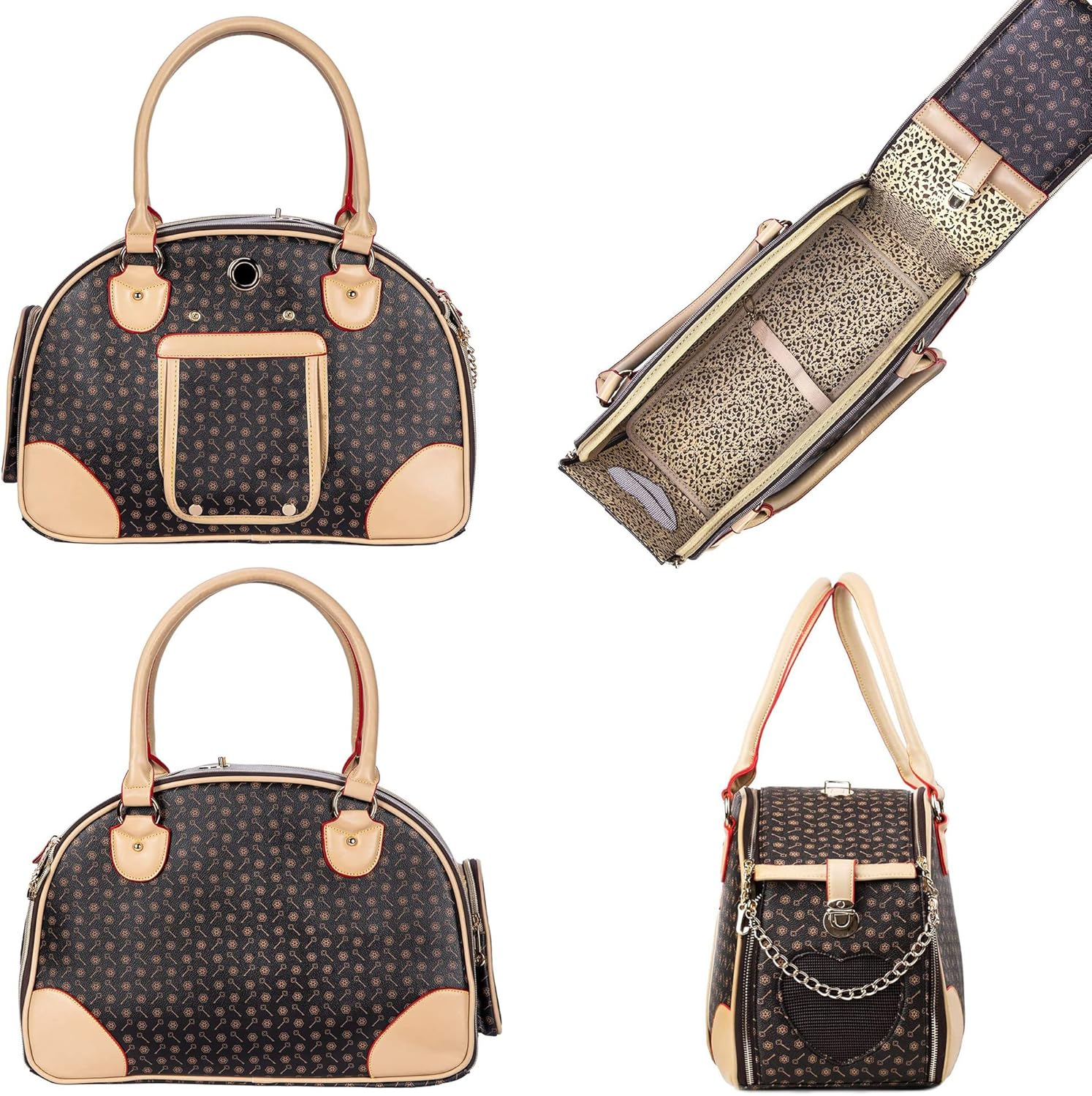 Adriene'S Choice Luxury Pet Carrier, Puppy Small Dog Carrier, Cat Carrier Bag, Waterproof Premium PU Leather Carrying Handbag for Outdoor Travel Walking Hiking Shopping image number 2