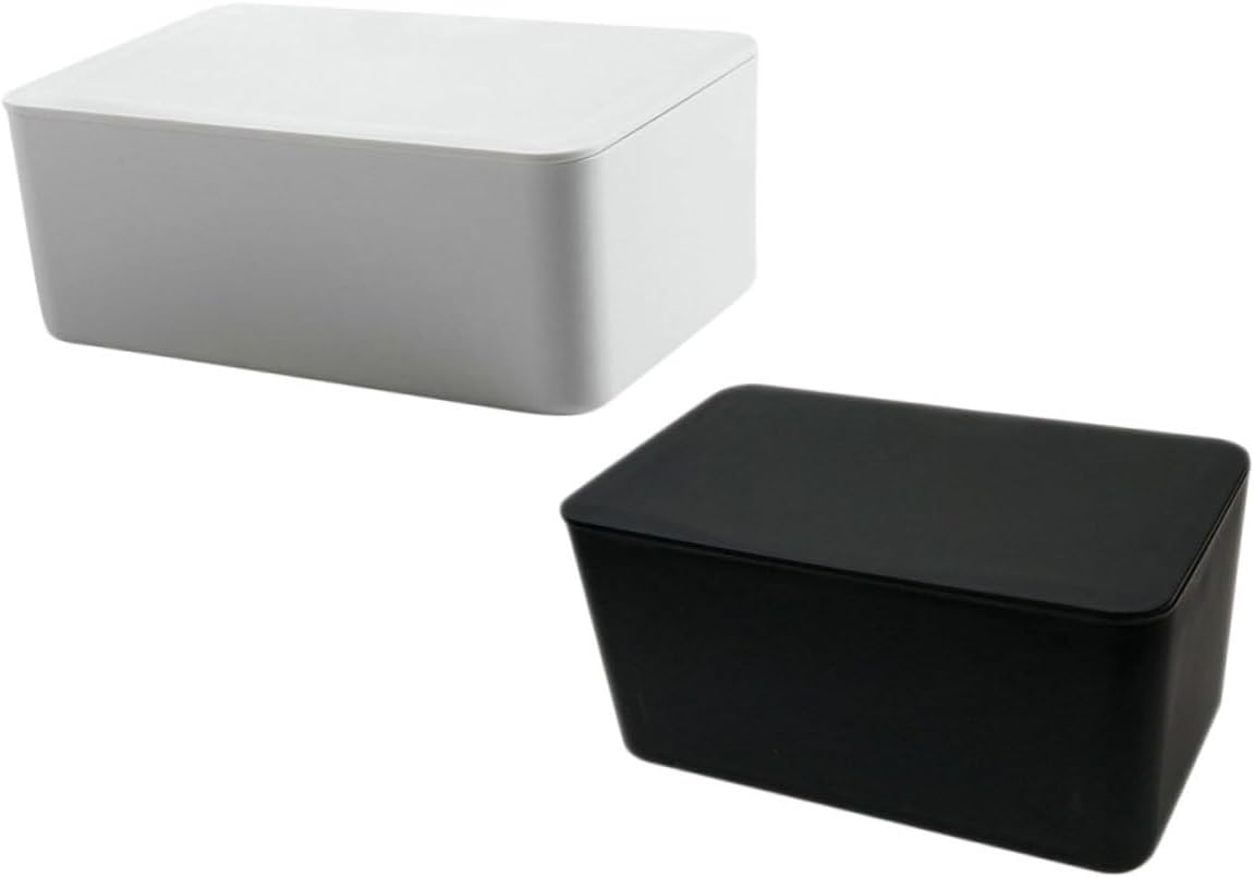 2Pcs Sealed Wet Tissue Box with Lid Dust-Proof Storage Container for Napkins White/Black Suitable for Home Use image number 3