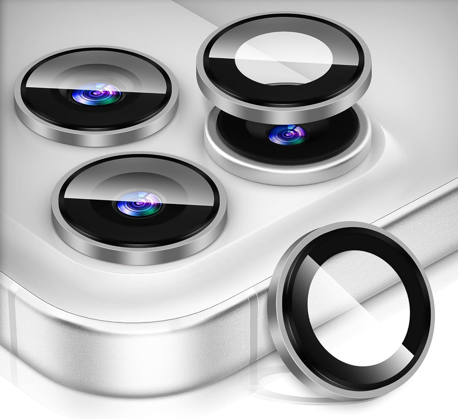 Diruite Camera Lens Protector for Iphone 17 Pro/17 Pro Max Tempering Glass,Convex Platform HD Lens Cover+Aluminum Rim Camera Protection,Grey image number 2