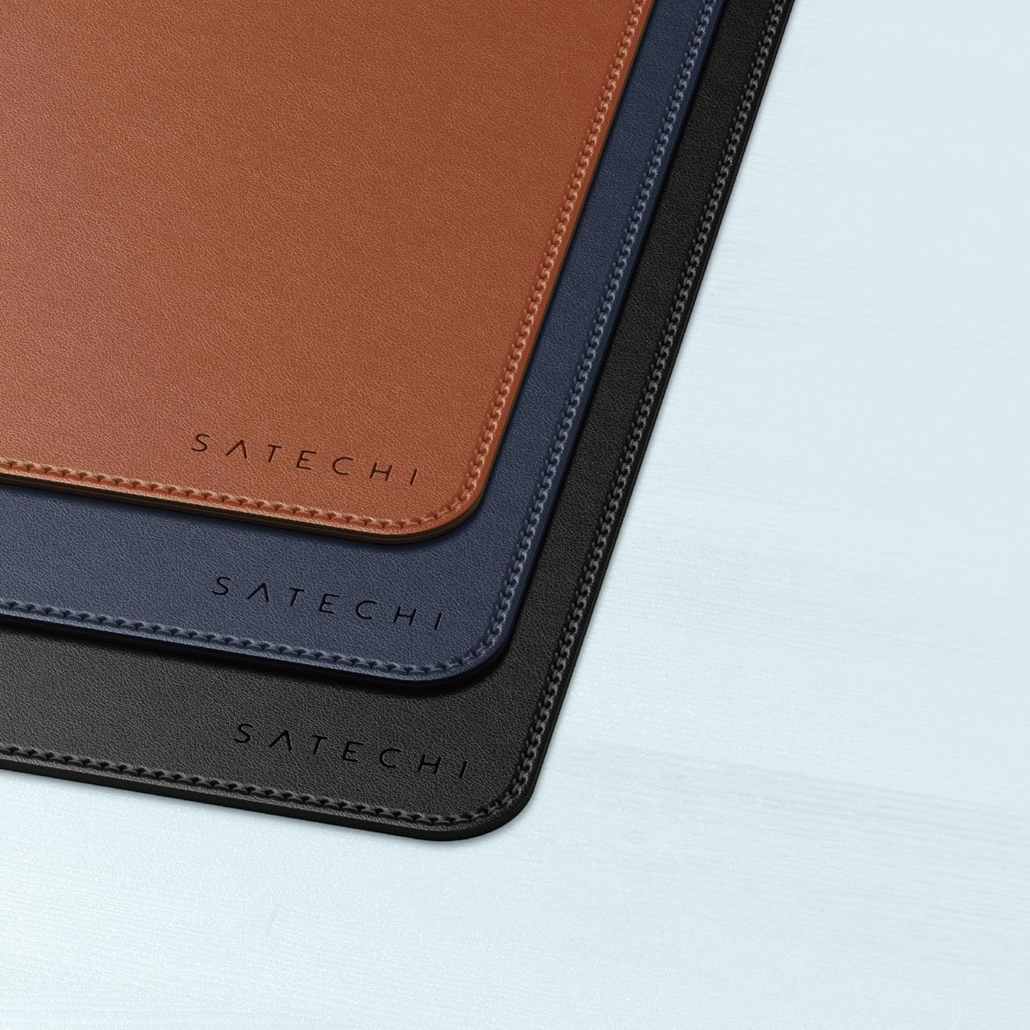 Satechi Vegan Leather Desk Mat, Large Mouse Pad Scratch and Water Resistant, Easy to Clean, Desk Pad for Office and Home, 68 Cm X 31.5 Cm X 0.3 Cm &ndash; Blue image number 4