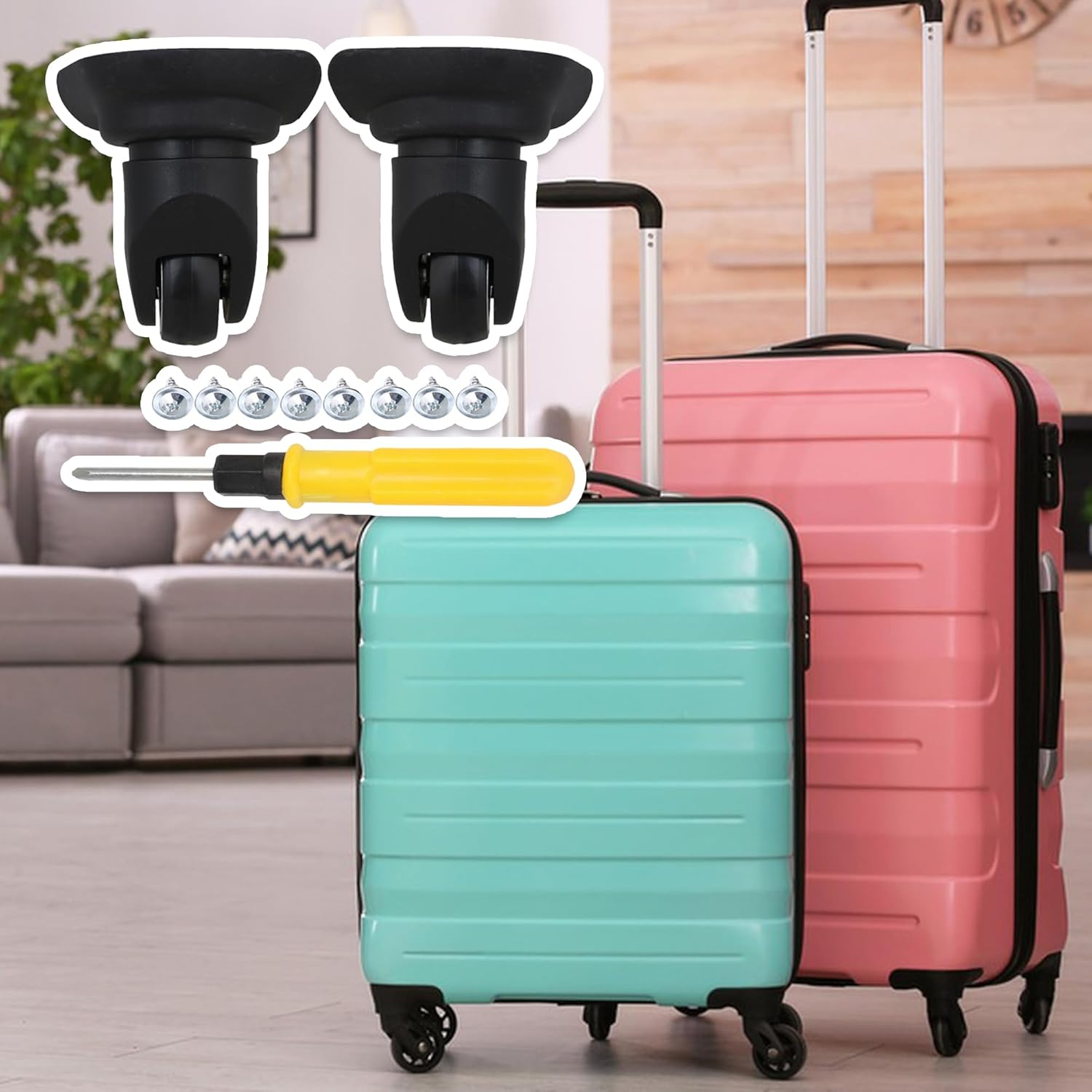 Mxfans 10 X 9.3 X 4.8 Cm W013 Rotating Spinner Left and Right for Luggage, Suitcase, Wheels, DIY Replacement, Black image number 5