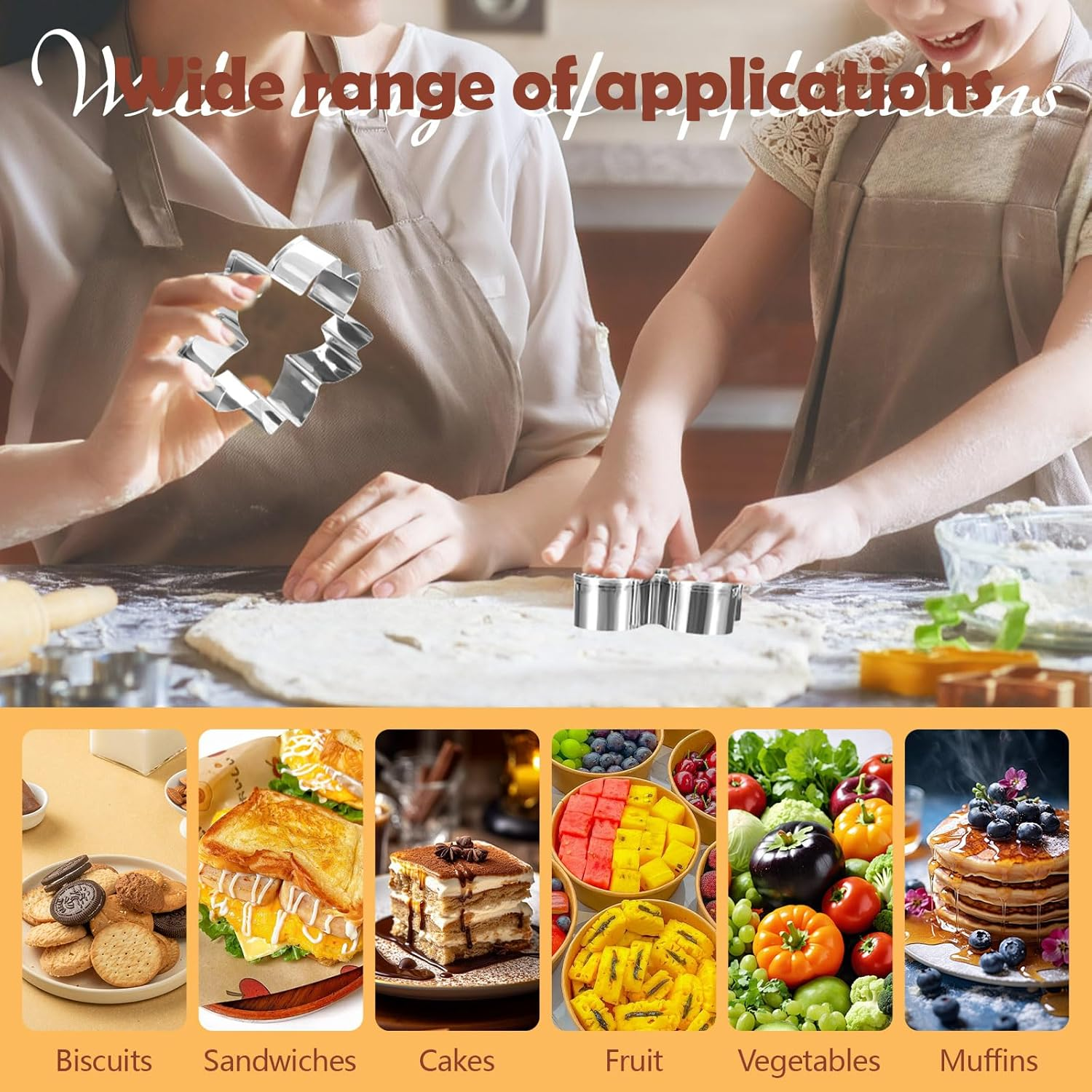 LELE LIFE 6Pcs Flower Cookie Cutter, 6.1-8.1Cm Cookie Cutters Variety Pack Stainless Steel Metal Cookie Cutter Shapes Set Kitchen Gadgets for Cookie Biscuit Sandwich Baking image number 6