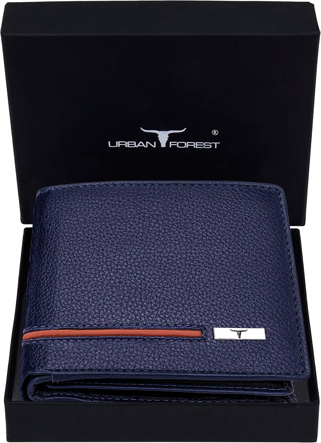 URBAN FOREST Leather Men'S Wallet, Blue/Orange, Contemporary image number 6