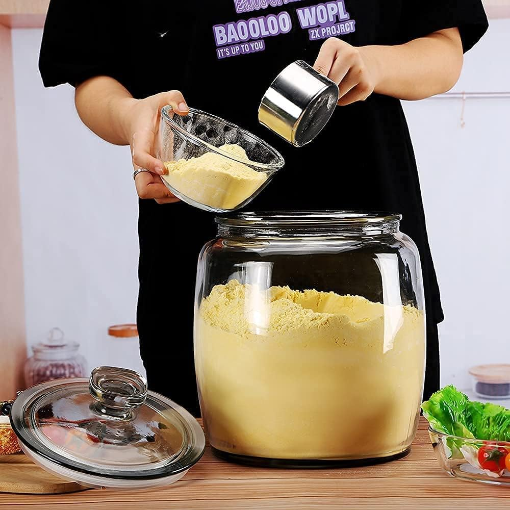 Daitouge 2.5 Gallon Glass Jars with Lids, Large Cookie Jars with Big Opening, 1 Pack Food Storage Canister for Kitchen, Great for Storage Flour, Rice, Sugar, Pasta, Candy image number 1