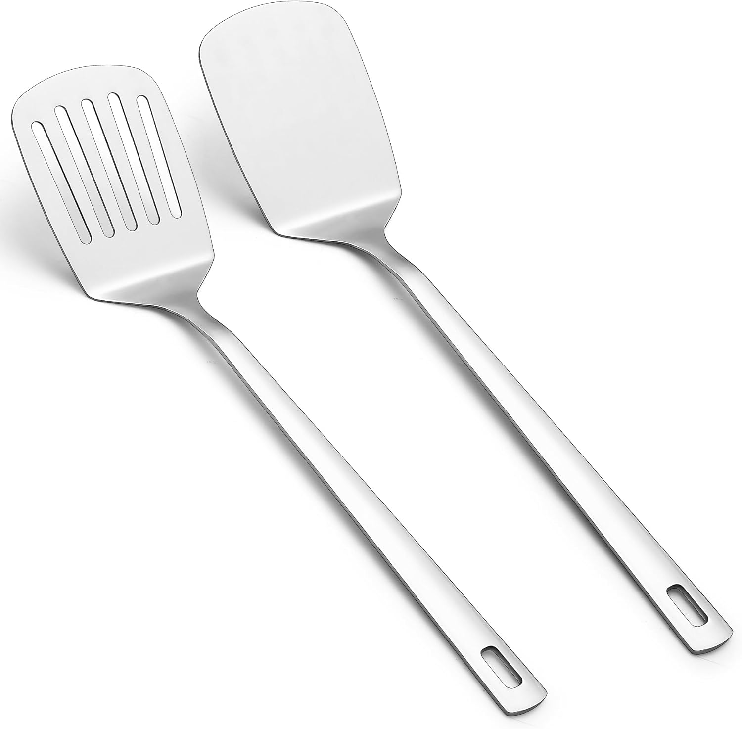 Kyraton Stainless Steel Spatulas Set, Silver Slotted Turner, Solid Turner, Kitchen Spatulas for Nonstick Cookware, Dishwasher Safe, Easy to Clean image number 2
