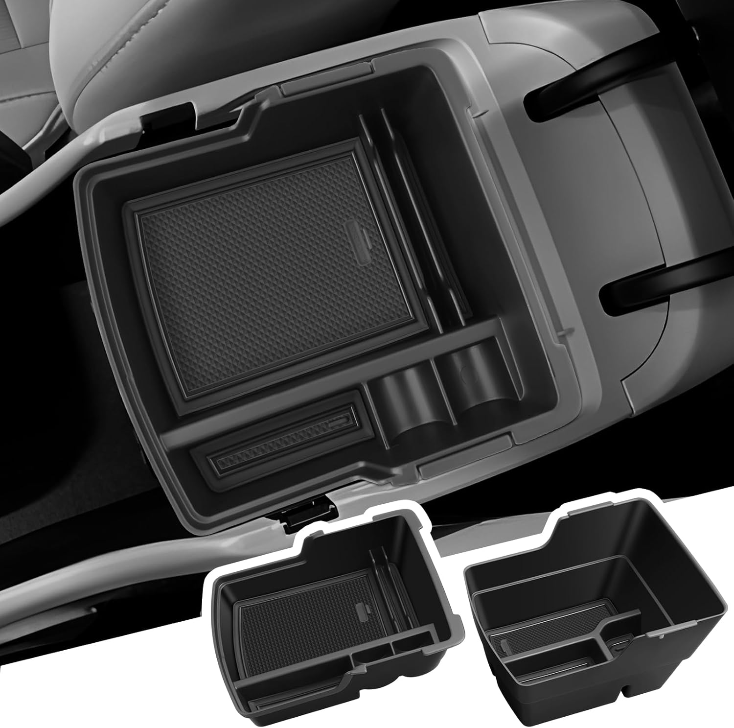 BIBIB0 for 2024 2025 Hyundai Kona Center Console Organizer 2024 2025 Hyundai Kona SX2 Console Trays 2024 Kona Insert Organizer 2024 Hyundai Kona Accessories Armrest Upper Organizer Double Layers