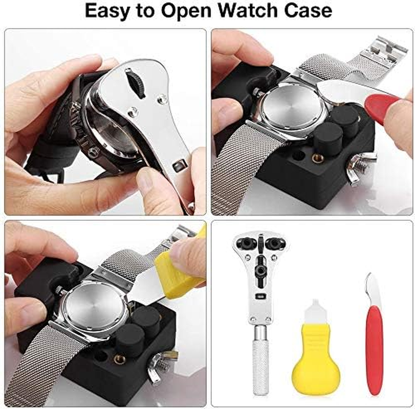 Luxerlife Watches Repair Tool Kit, Professional 147 in 1 Watch Case Opener Repair Tools Watch Spring Pin Bars Watch Band Buckle Remover Battery Replacement Kit image number 3