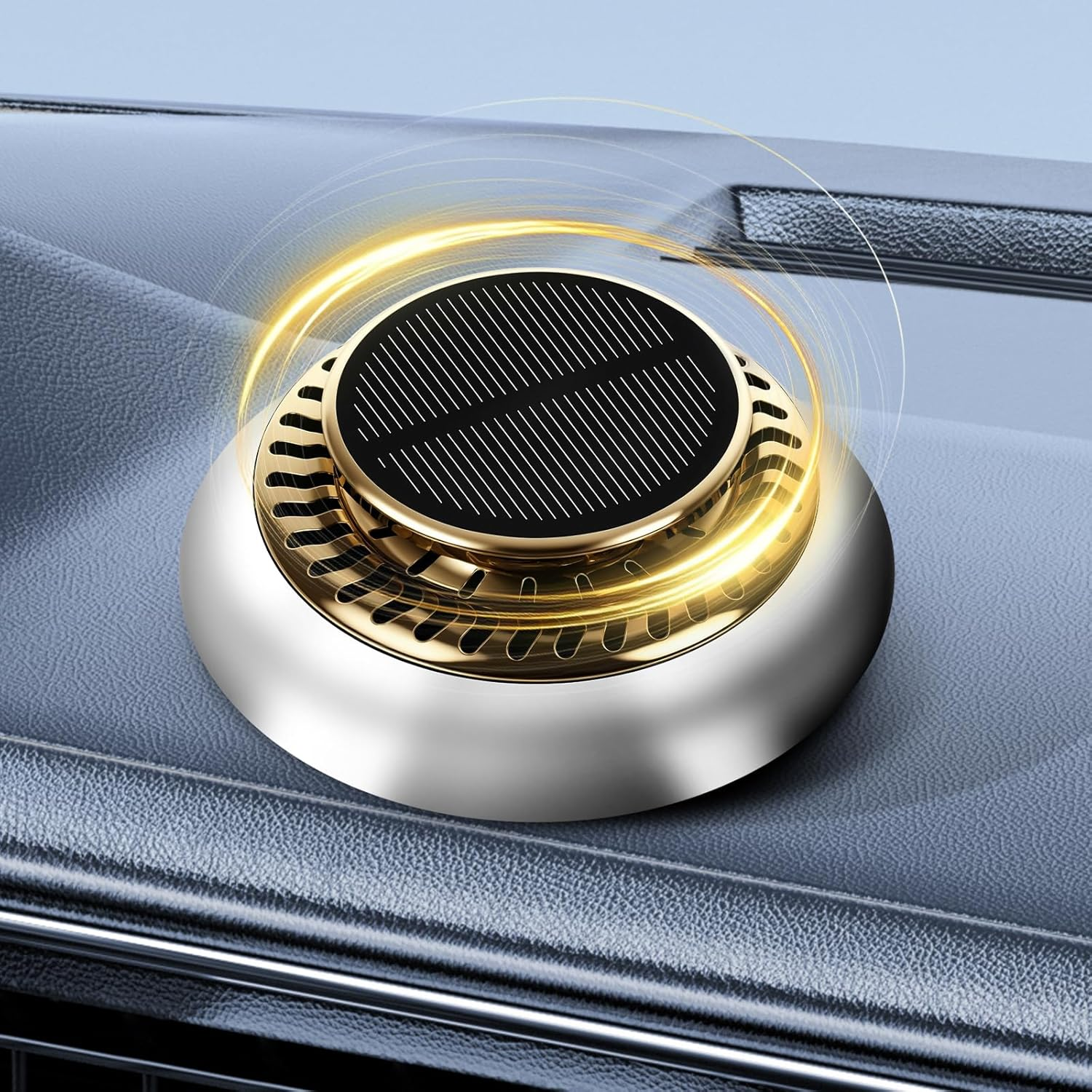 Wuyaoyao Car Air Freshener, Rotating Solar Energy Car Fragrance Diffuser, Long Lasting Automotive Scents Air Freshener Diffuser, Mini Aromatherapy Air Purifier for Most Vehicles (Black, Cologne)