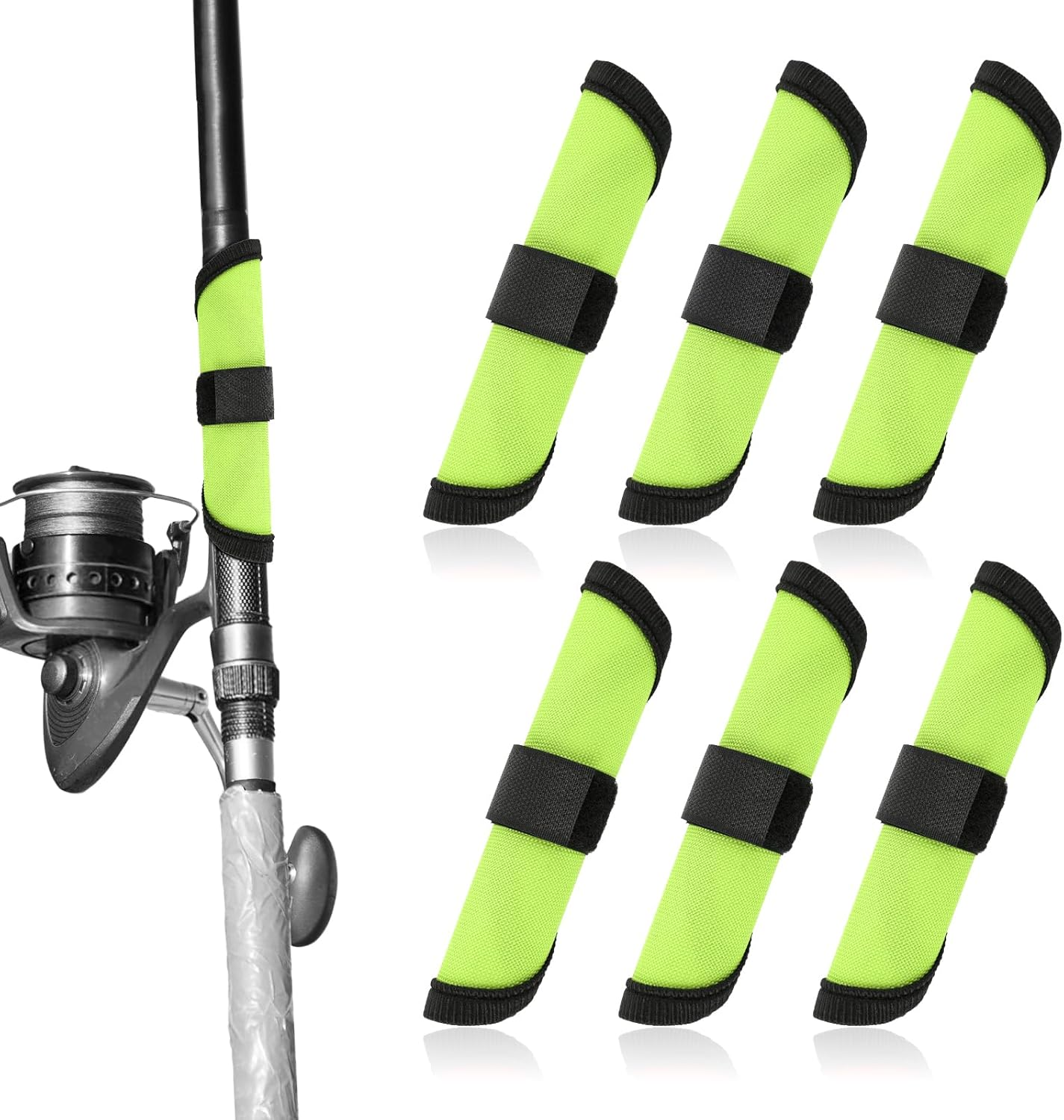 6Pcs Lure Wrap, 5.9 Inch Fishing Lure Covers Bait Gloves Fish Hook Storage Protectors Pole Sleeve Guard to Keep Fishermen Fishing Safe for Fishing Rod (Green)