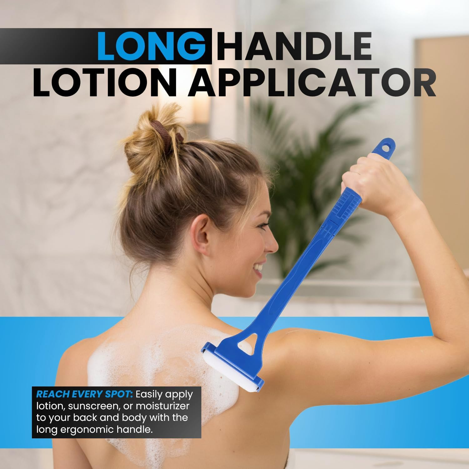 Xiaaofea Back Lotion Applicator Roller Handle, Smooth Roller for Easy Sunscreen & Moisturizer Application to Hard Reach Areas, Skin-Friendly Even Coverage Self Tan Lotion Applicator image number 3