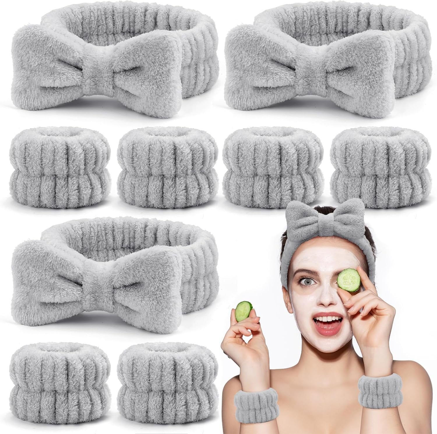 EIMMBD Wrist Towels for Washing Face, Microfiber Face Washing Wristbands Makeup Headband Spa Wash Towel Band Absorbent Wrist Sweatband for Women - Beige White Khaki image number 6