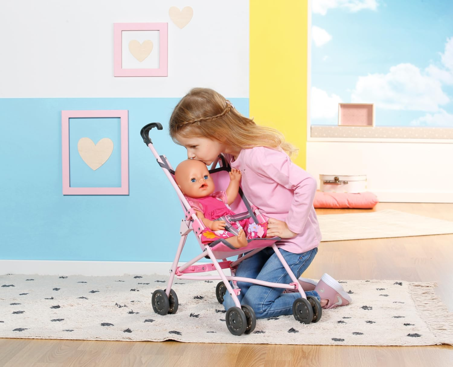 BABY Born Stroller with Bag for 43Cm Dolls - Easy for Small Hands, Creative Play Promotes Empathy & Social Skills, for Toddlers 3 Years & up - Includes Net Bag image number 4