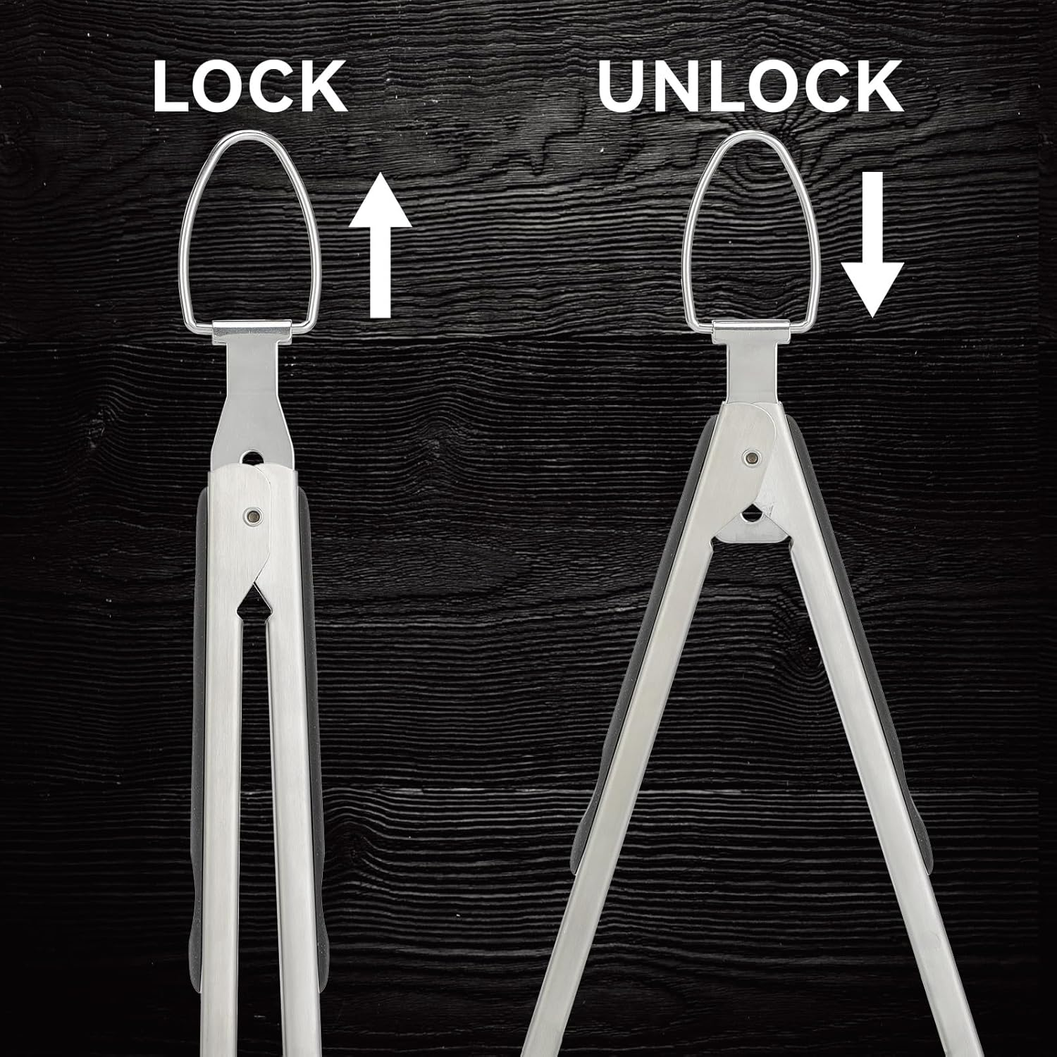 Willbbq Stainless Steel BBQ Tongs Set of 2 &ndash; 9" & 12", Heavy Duty Cooking Tongs with Locking Ring & Non-Slip Grip, Ideal for Grilling, BBQ, Kitchen & Serving image number 5