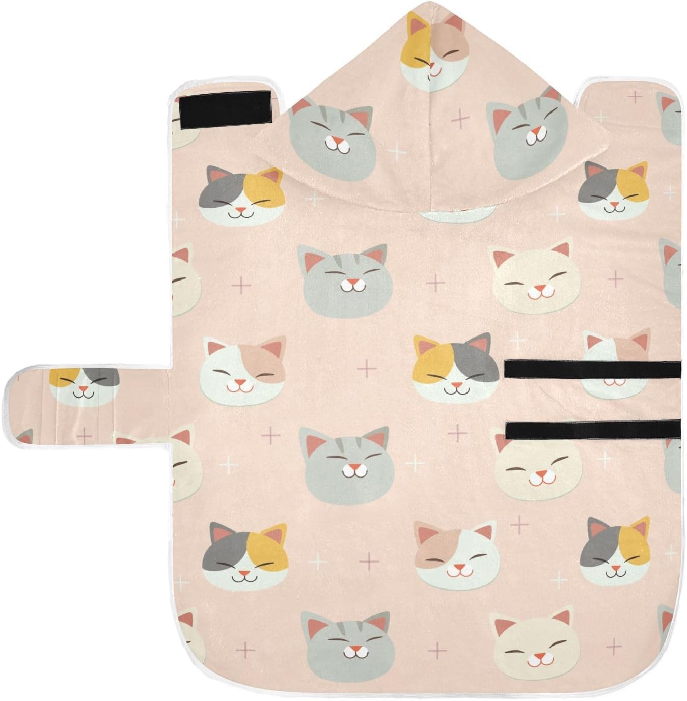 AIXIWAWA Cute Cat Head Pet Bathrobe Towels with Adjustable Collar & Waist, Quick Absorbent Drying Coat for Cats and Dogs image number 4